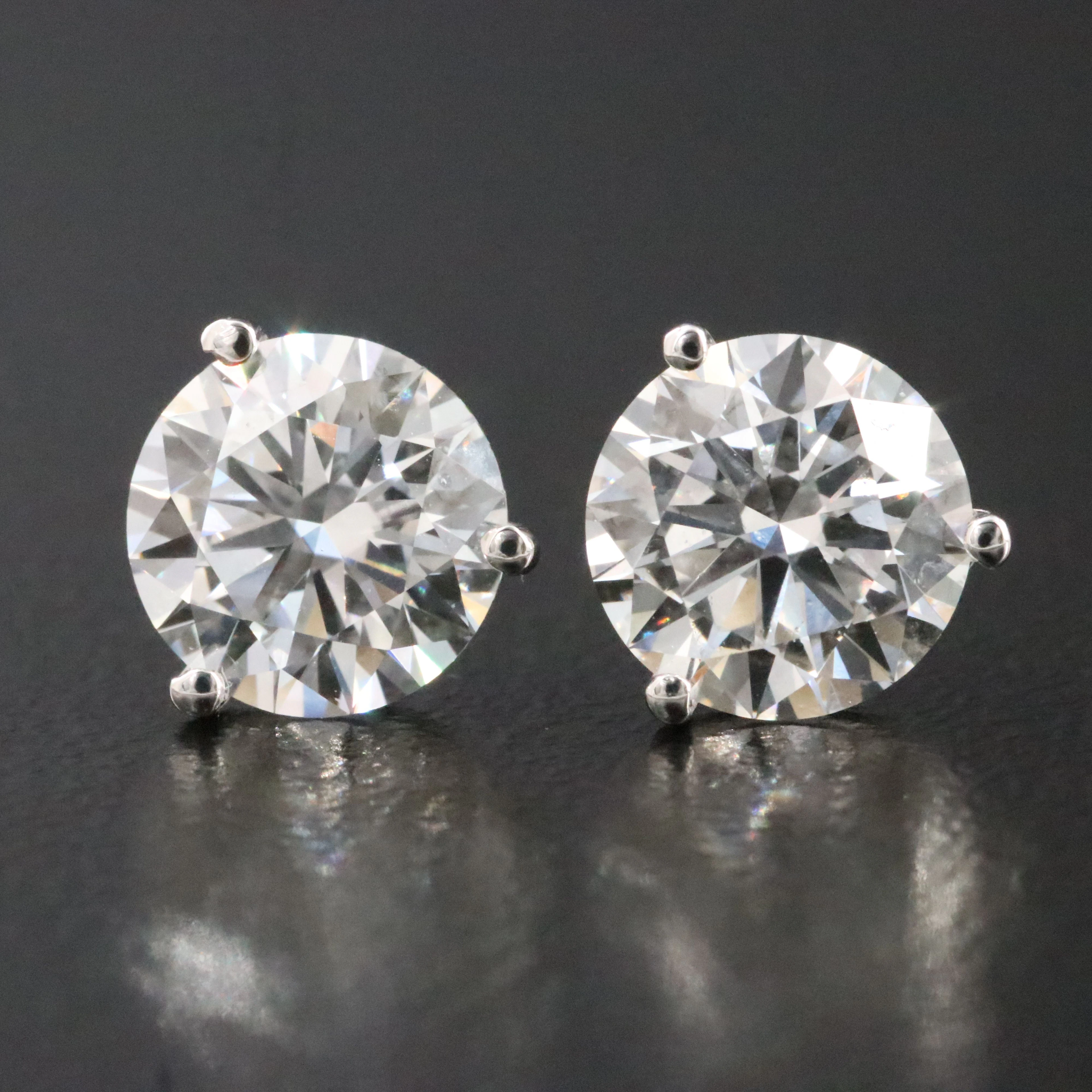 14K 2.98 CTW Lab Grown Diamond Martini Solitaire Earrings with IGI Reports
