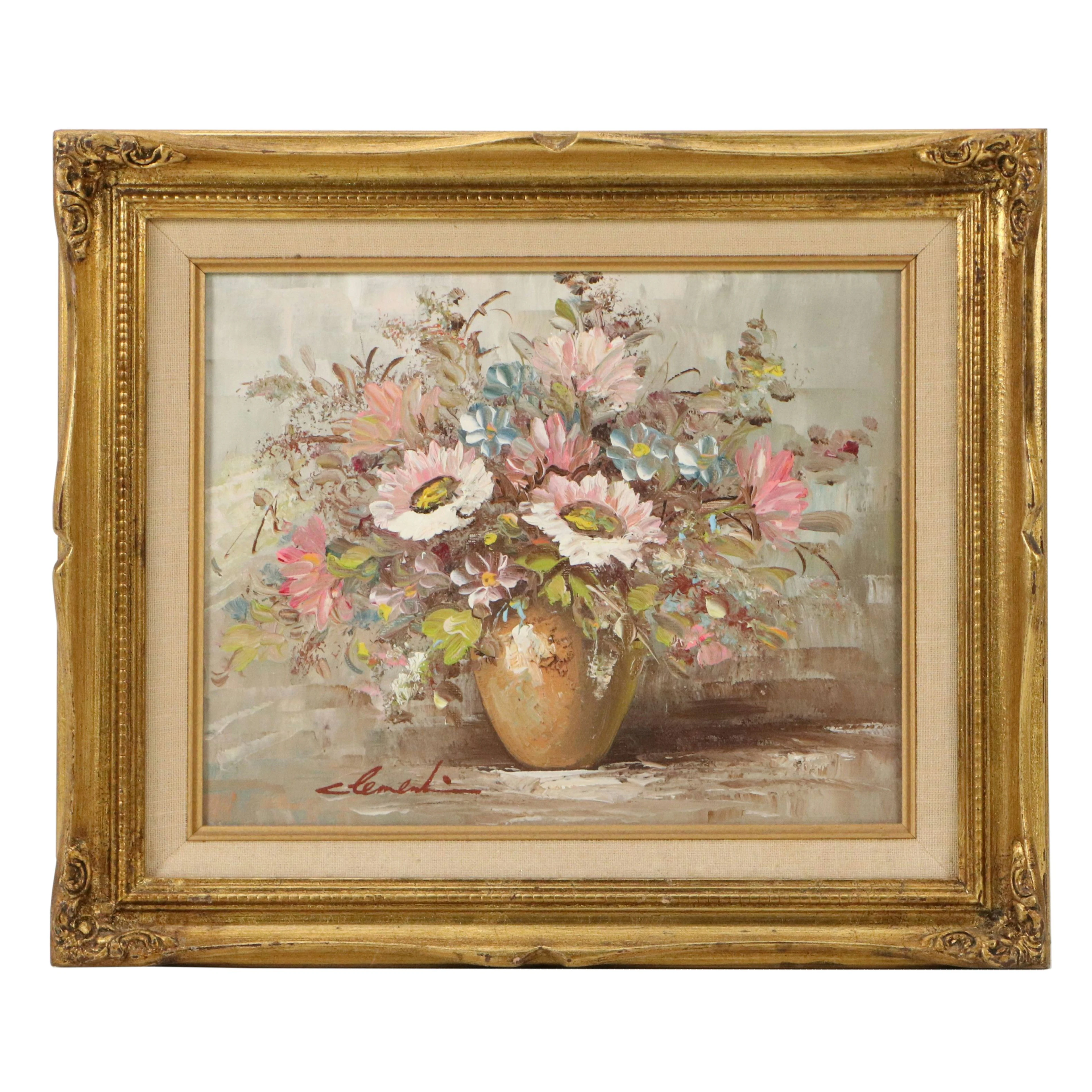 Floral Still Life Oil Painting, Mid-20th Century