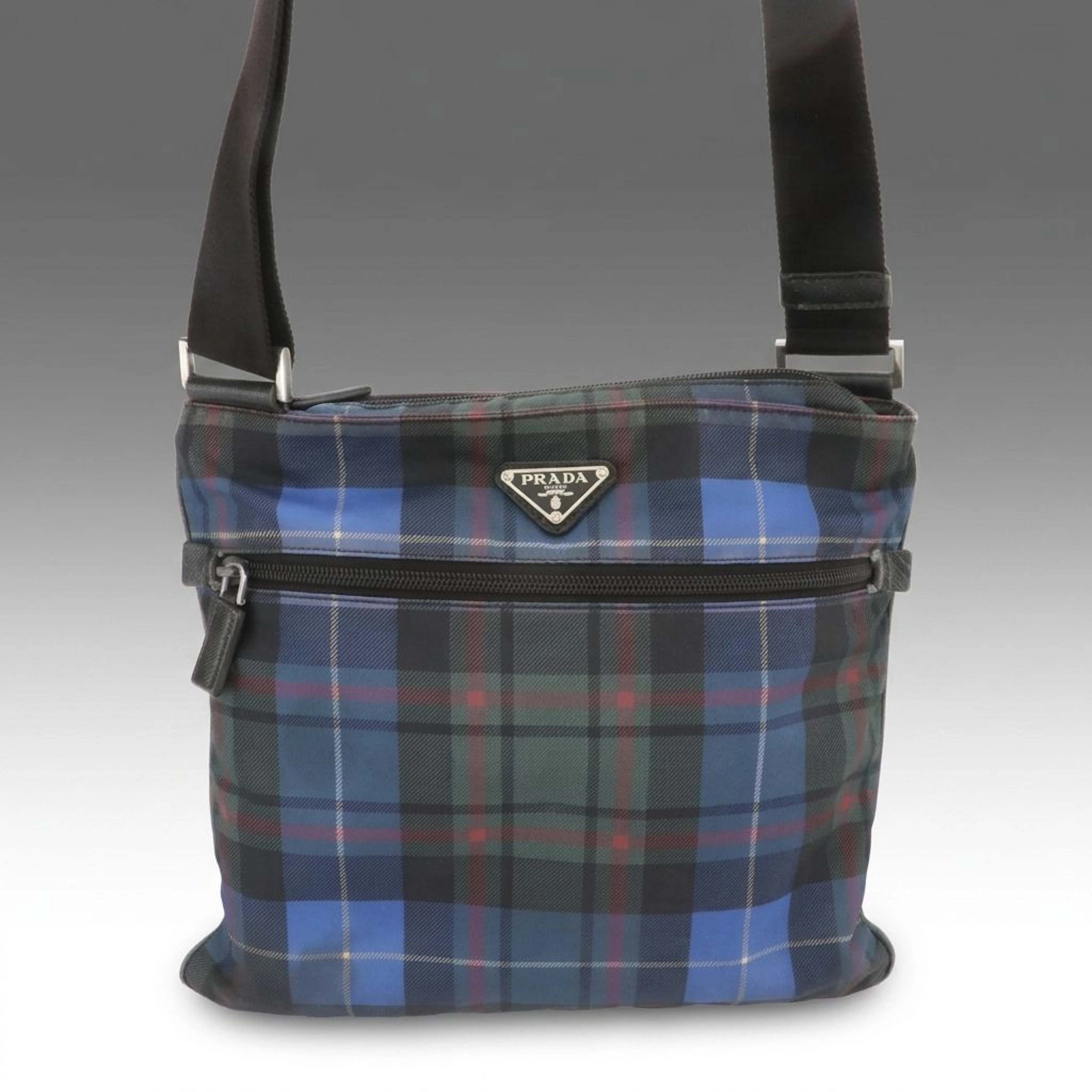 Prada Crossbody Bag in Blue Tartan Plaid Tessuto Nylon