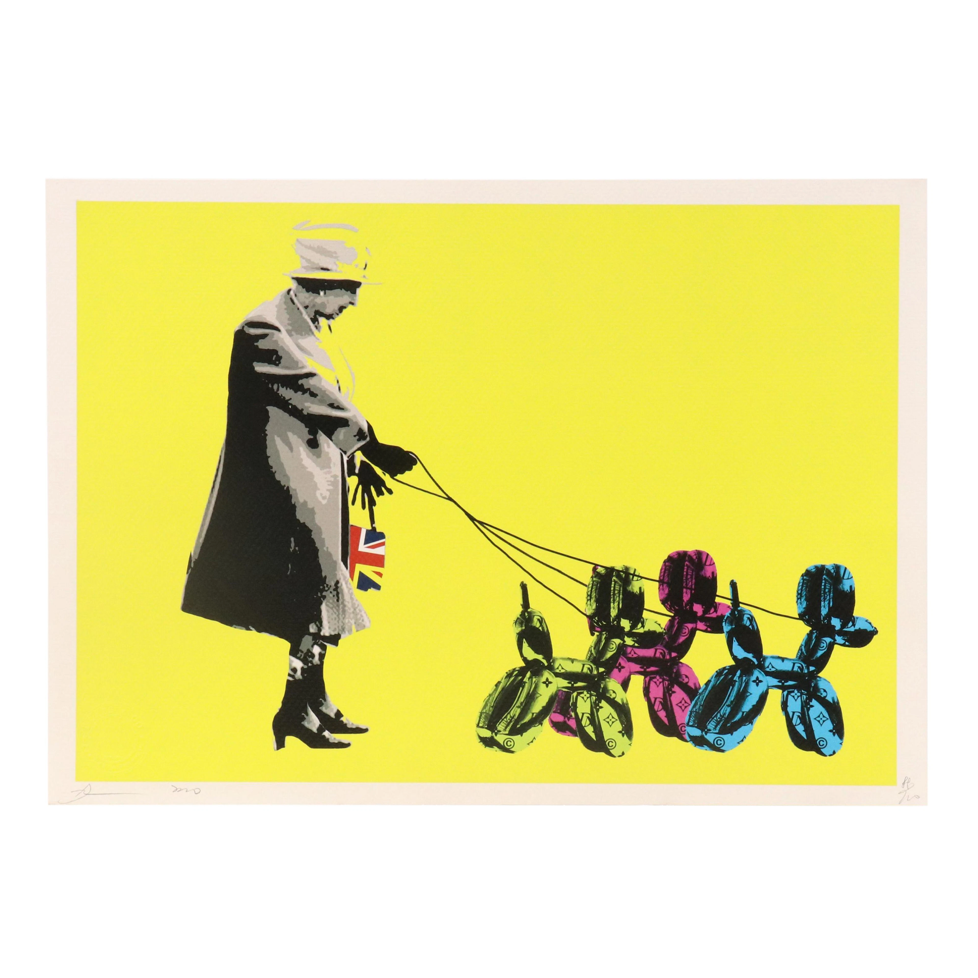 Death NYC Pop Art Graphic Print of Queen Elizabeth x Jeff Koons, 2020