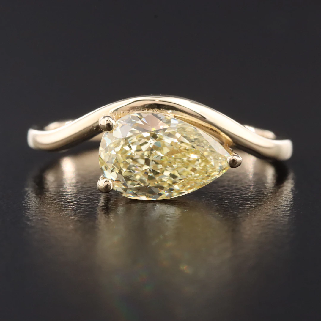 14K 1.59 CT Fancy Intense Yellow Lab Grown Diamond Solitaire Ring w/ IGI Report
