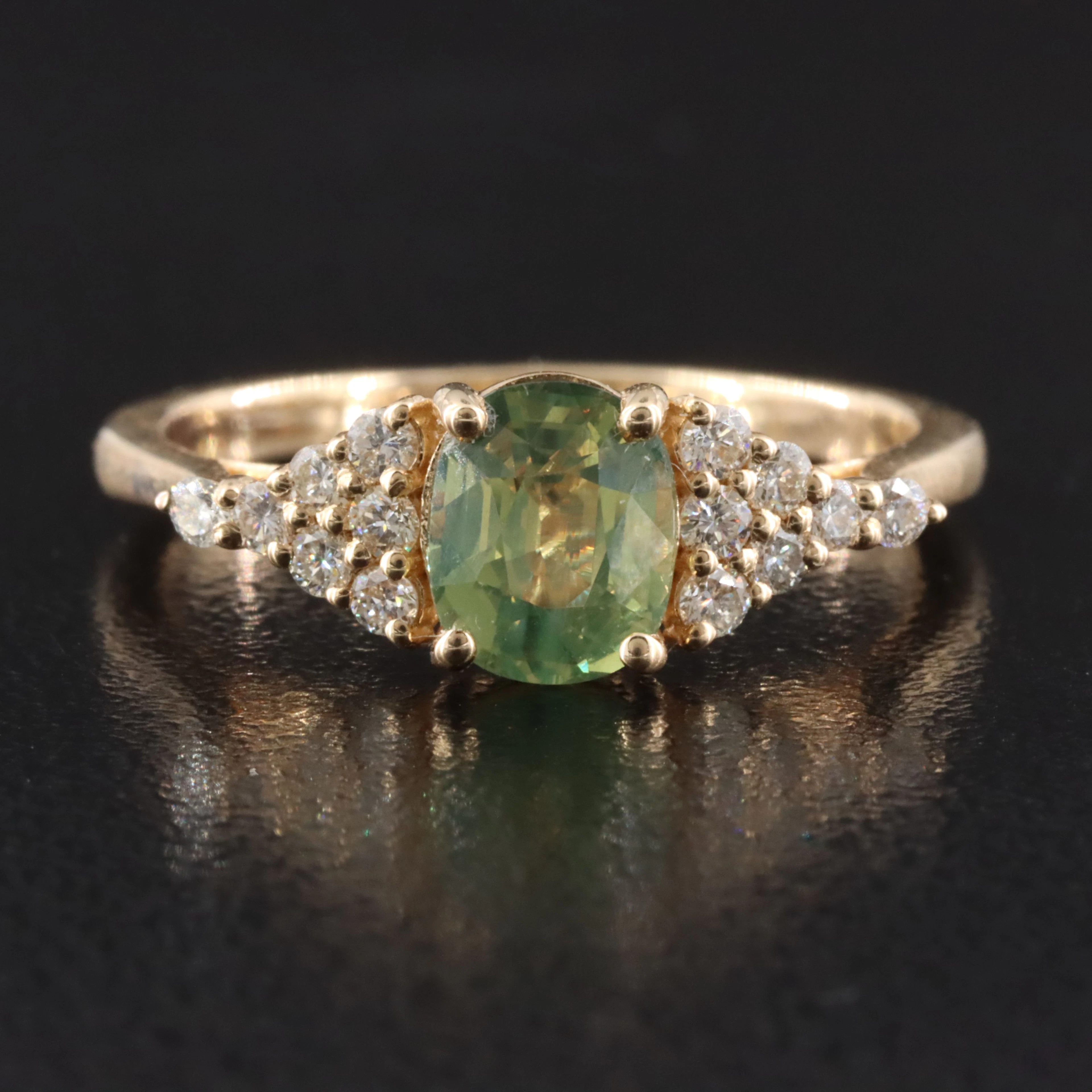14K 1.15 CT Alexandrite and Diamond Ring with GIA Report