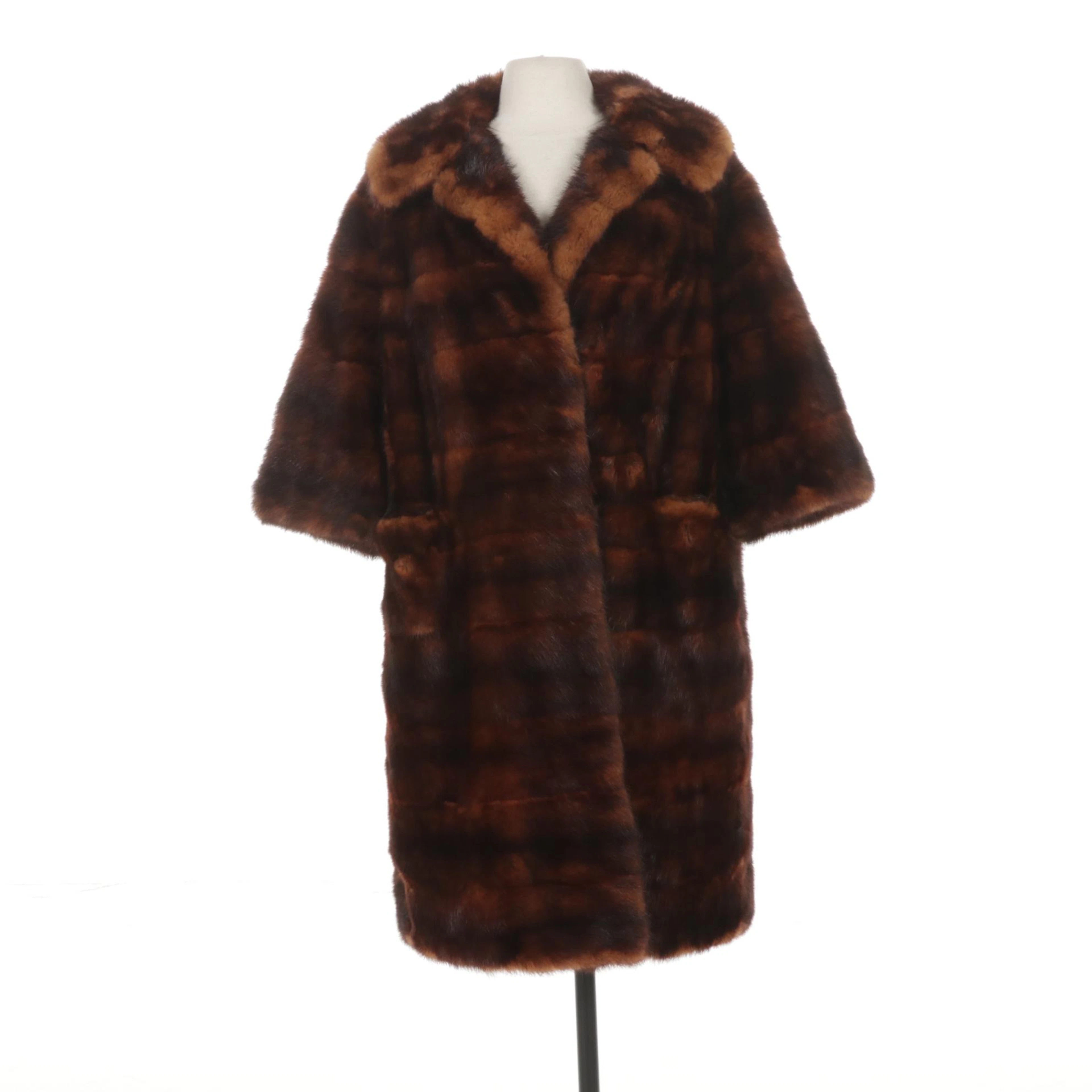 I. Magnin Eco Brown and Amber Canadian Sable Fur Coat