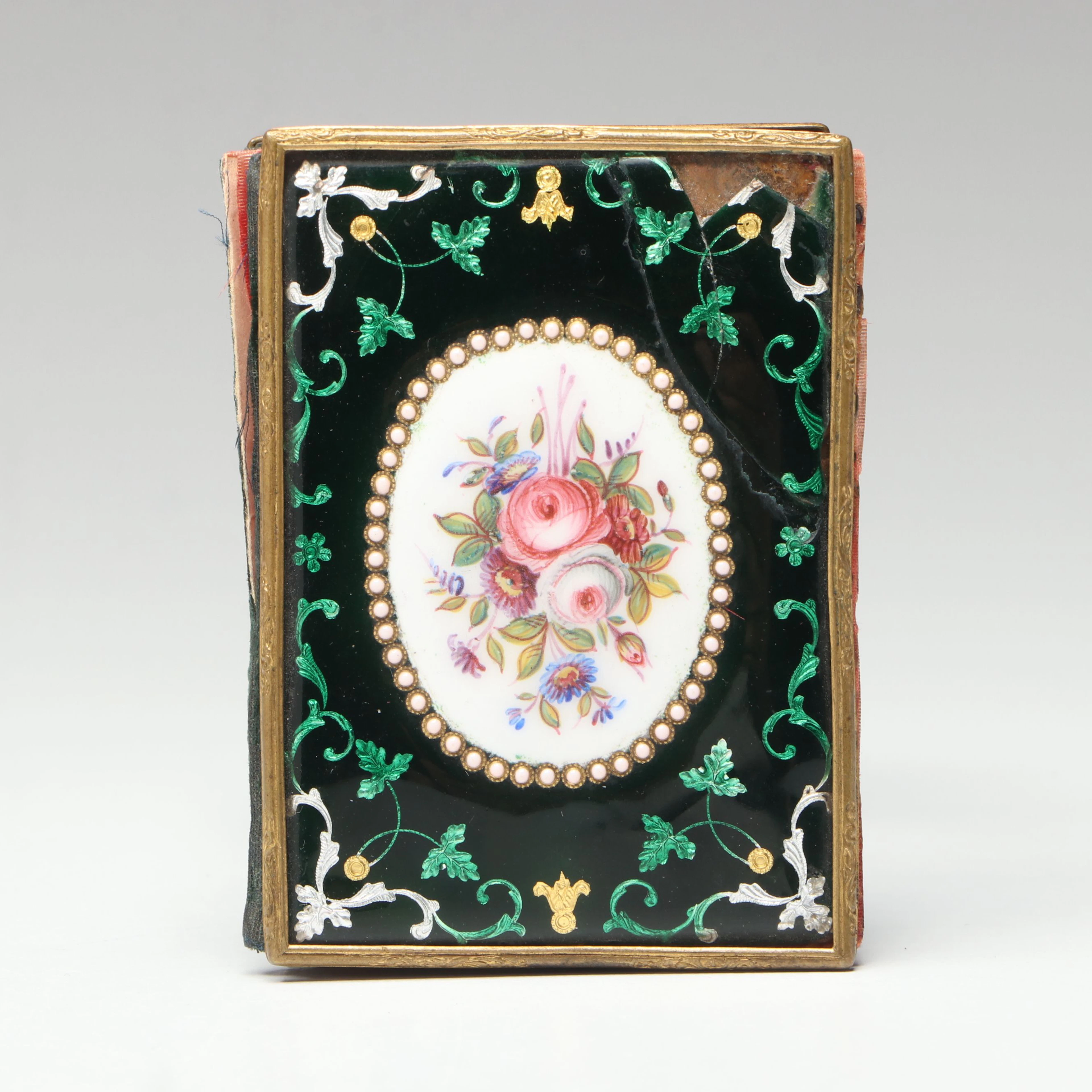 French Victorian Floral "Carnet de Bal" Notebook, Antique