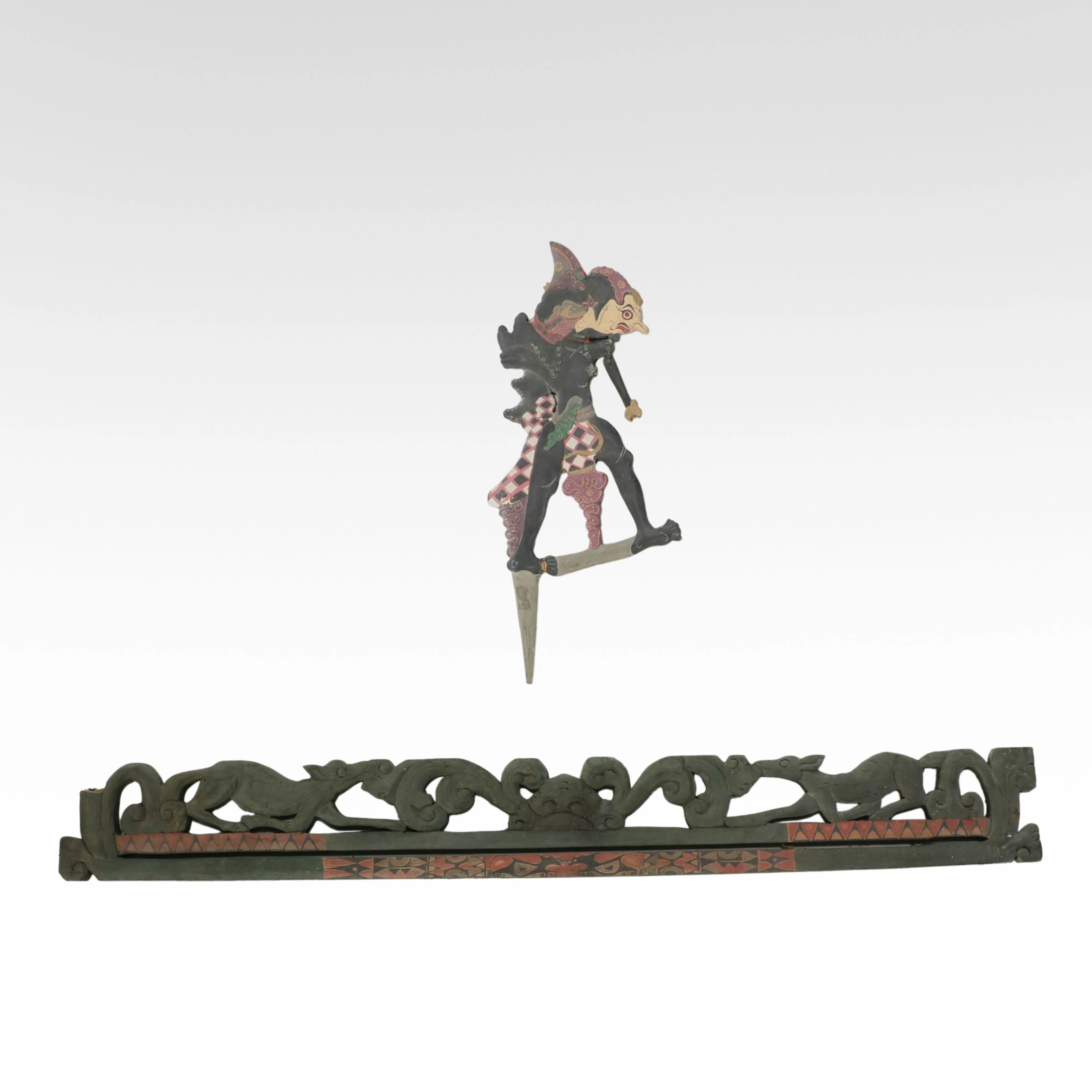 Indonesian Style Polychrome Wooden Shadow Puppet