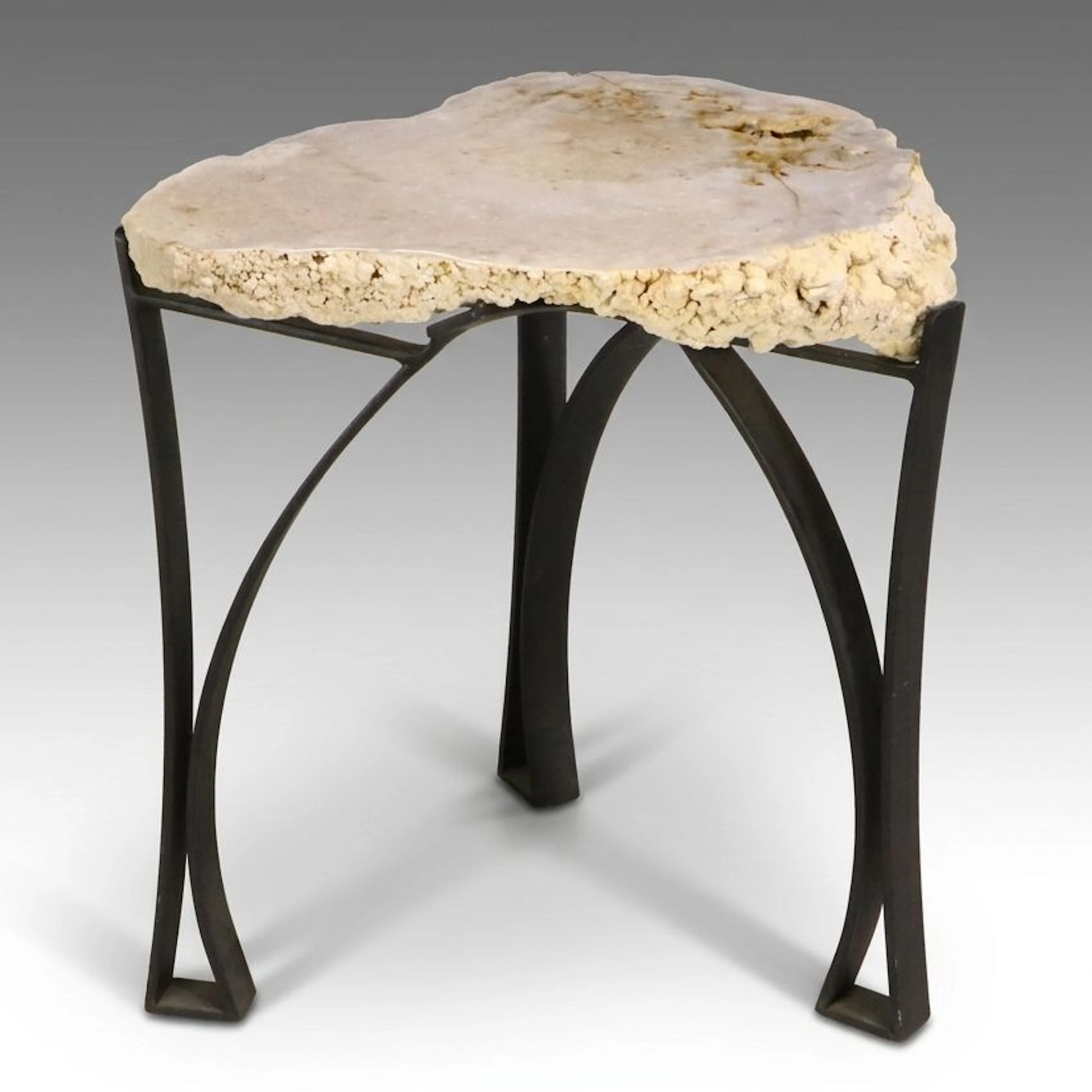 Polished Pink Amethyst Slice Side Table