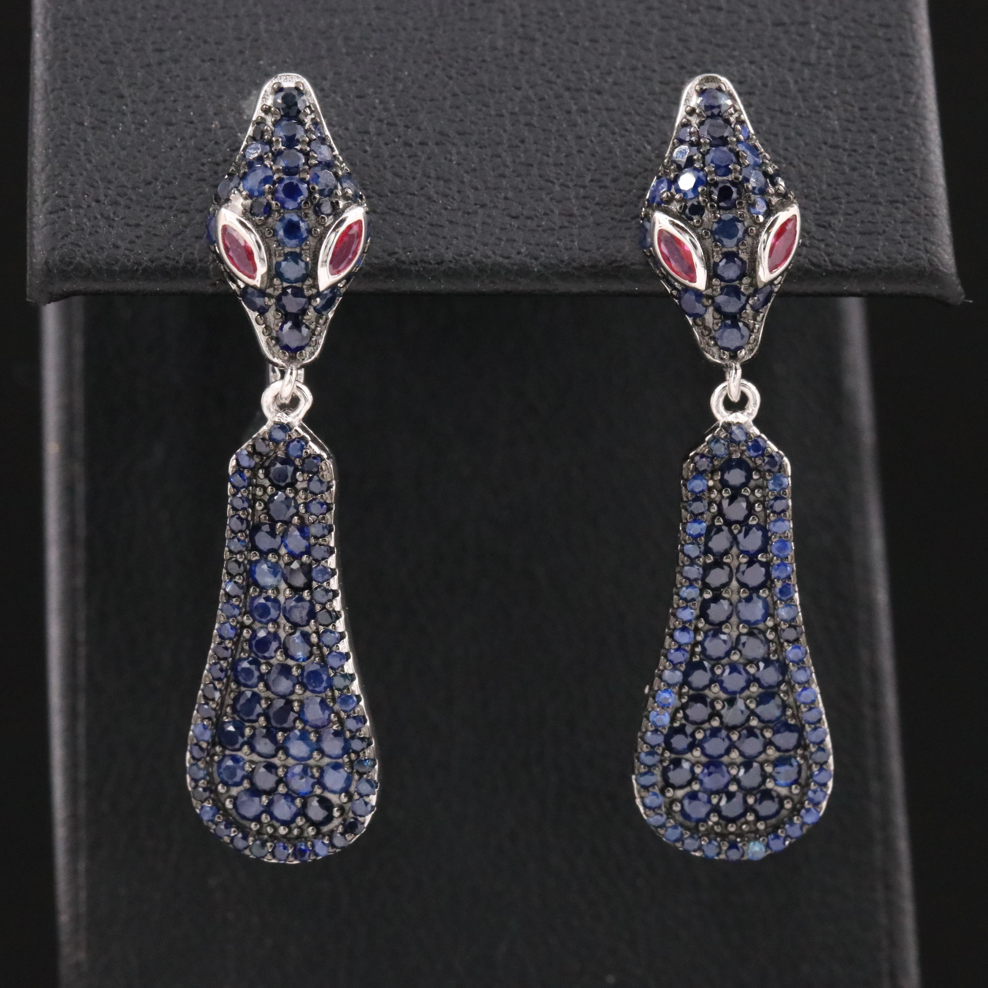 Sterling Ruby and Sapphire Earrings
