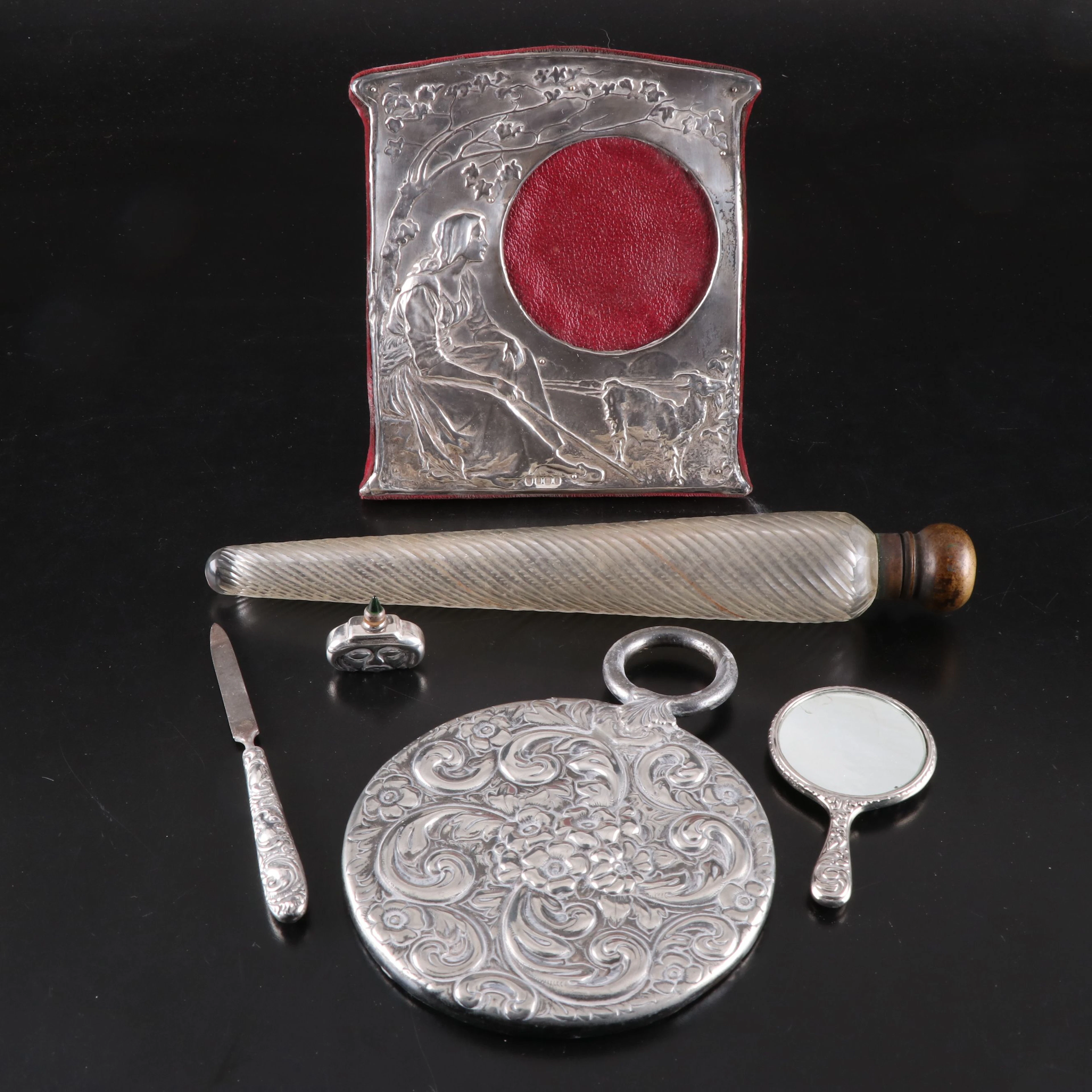 Sterling Snuff Bottle with Sterling Picture Frame and More