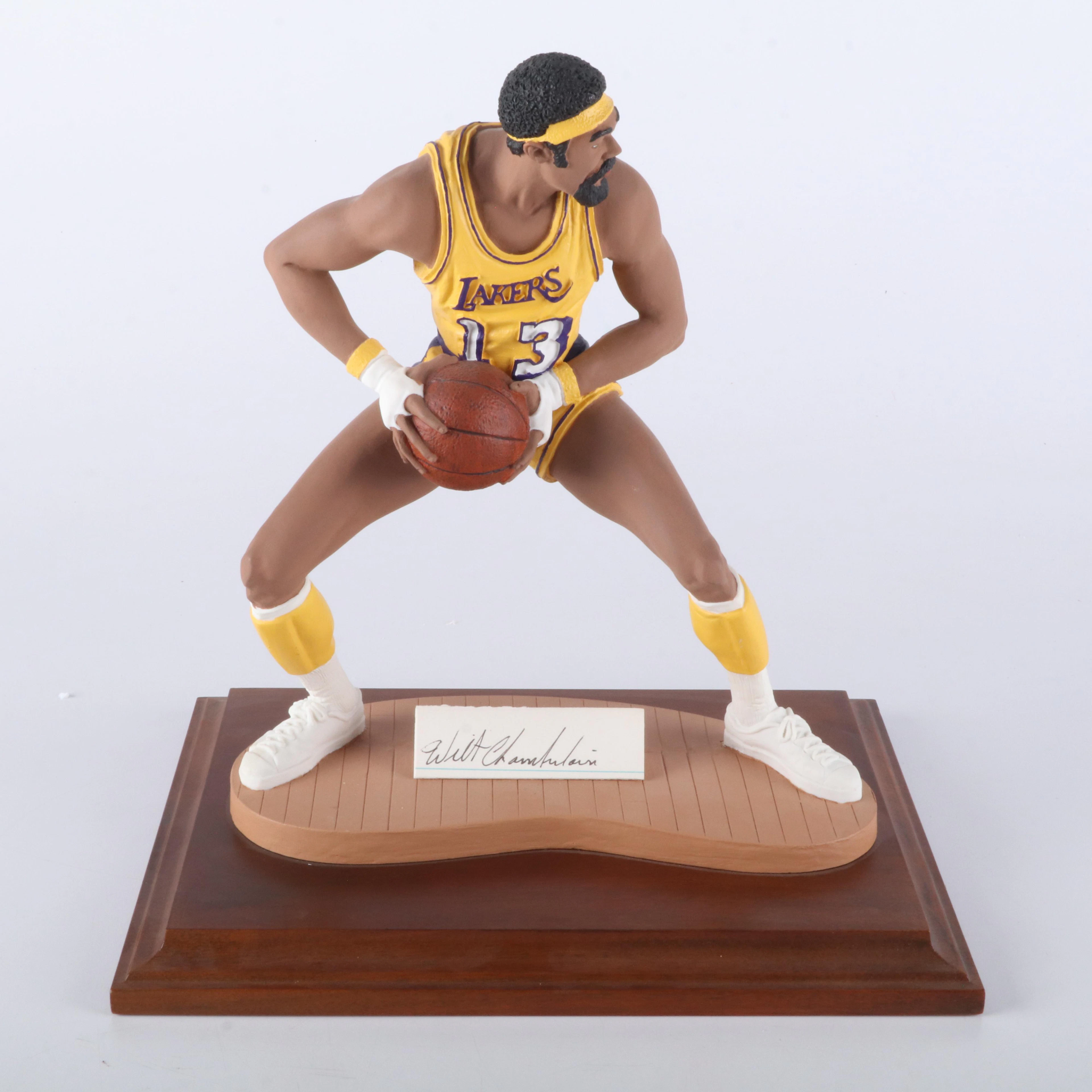 Wilt Chamberlain Signed Los Angeles Lakers Sports Porcelain Figurine