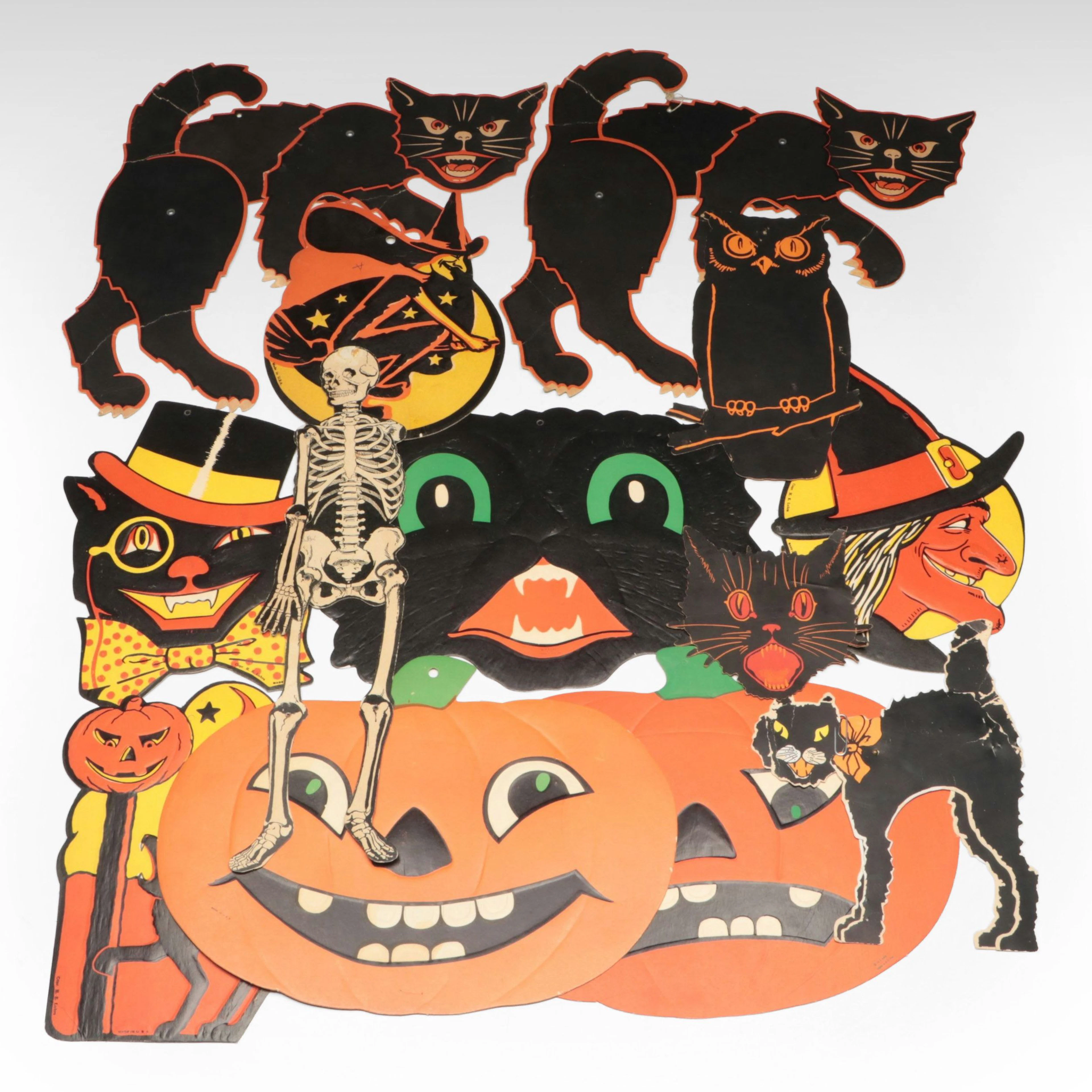 Beistle, Dennison with Other Halloween Black Cats, Pumpkins and More, Vintage