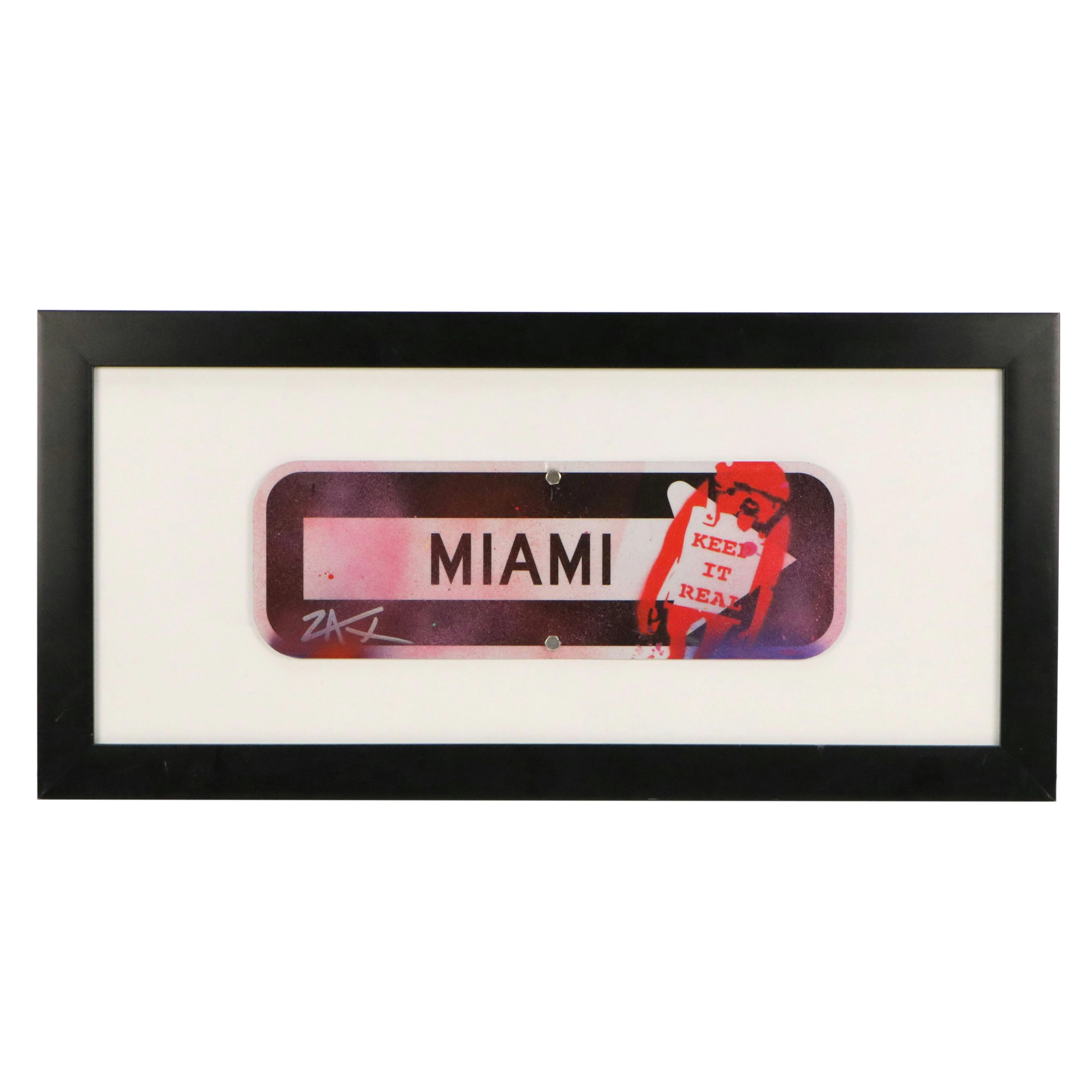 E. M. Zax Street Art Style Mixed Media Sign "Miami"