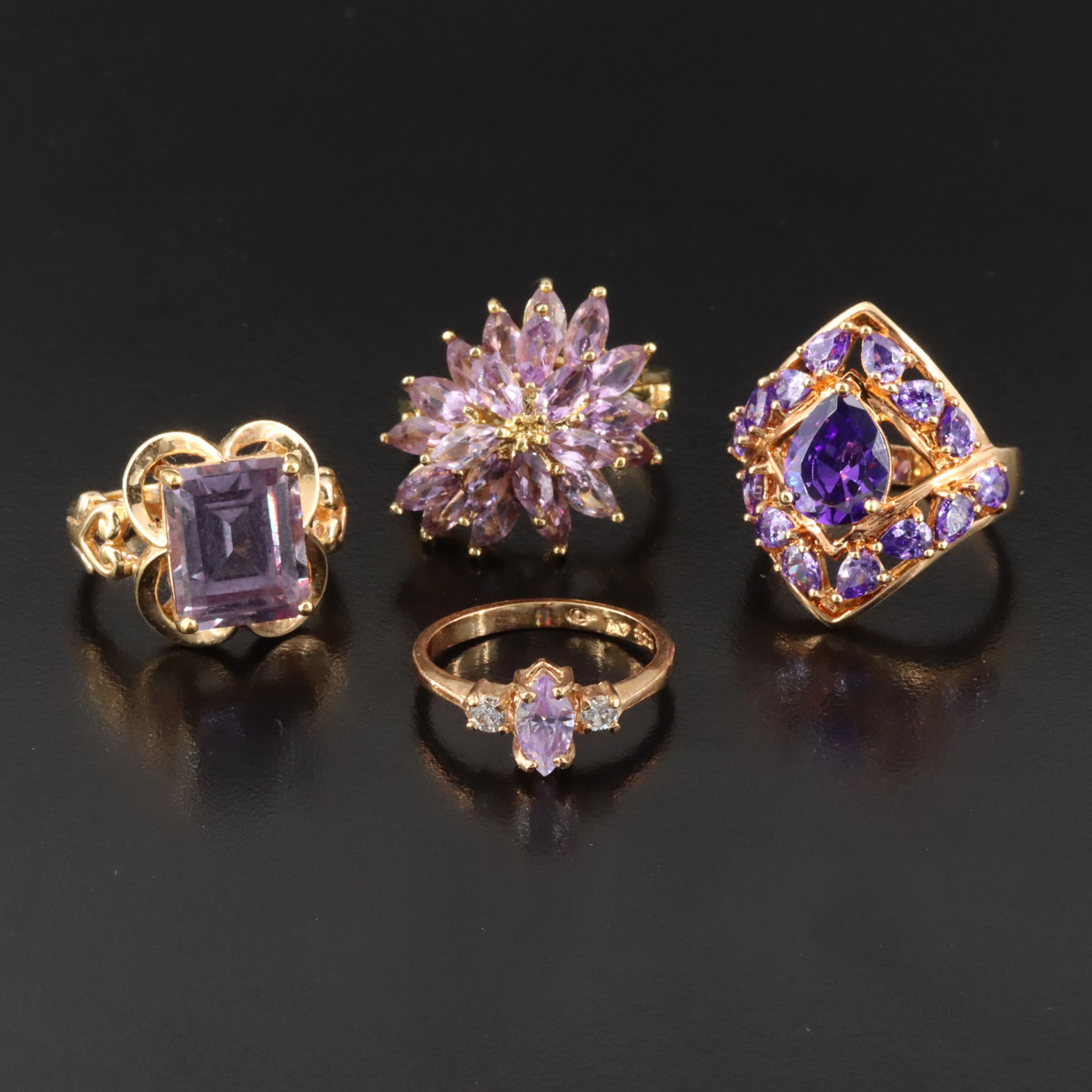 Sterling Amethyst, CZ and Color Change Sapphire Rings