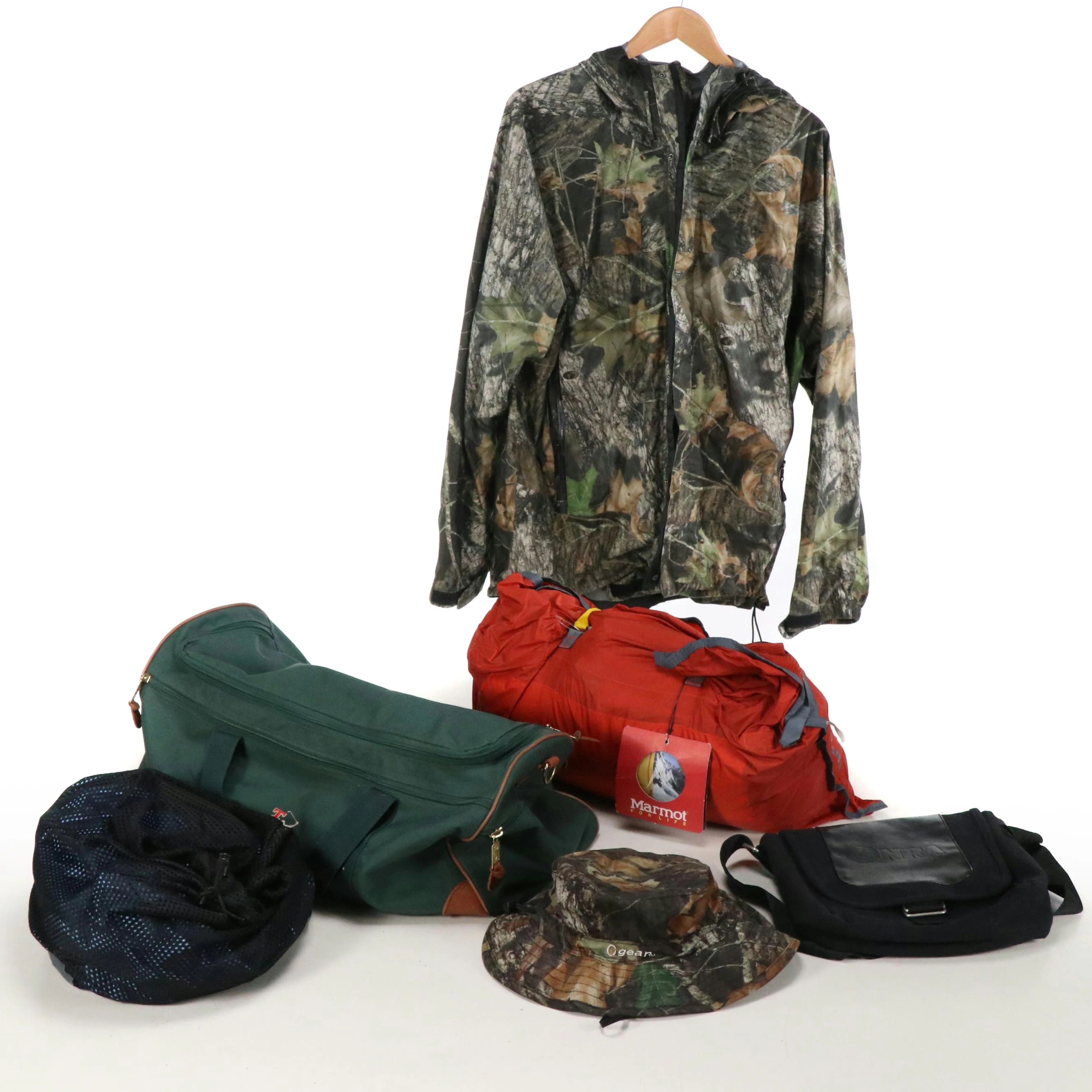 Marmot 2-Person Tent, Bags and Mossy Oak Break-Up Men's Large Camo Jacket