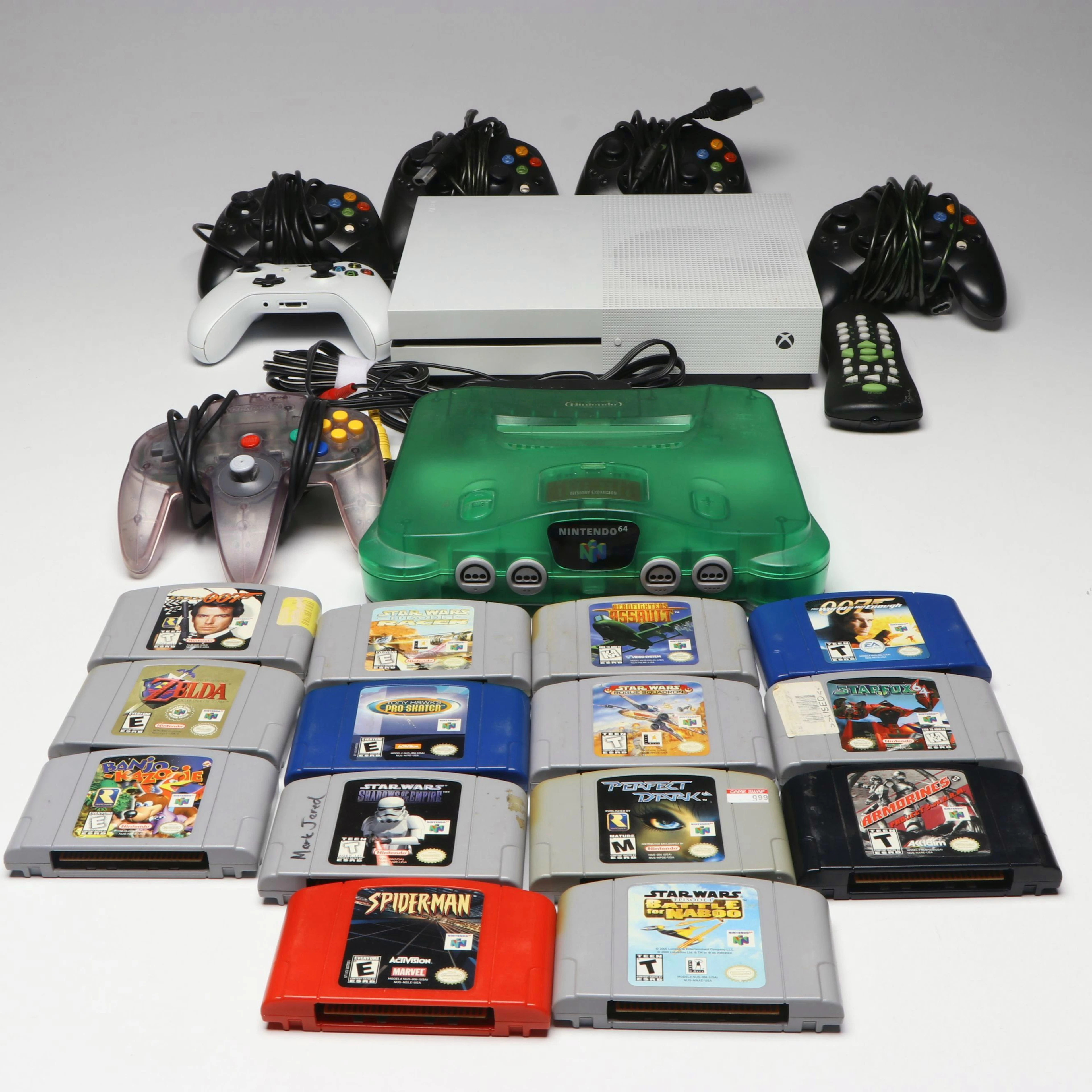 Nintendo 64 and XBOX with Assorted Games and Accessories