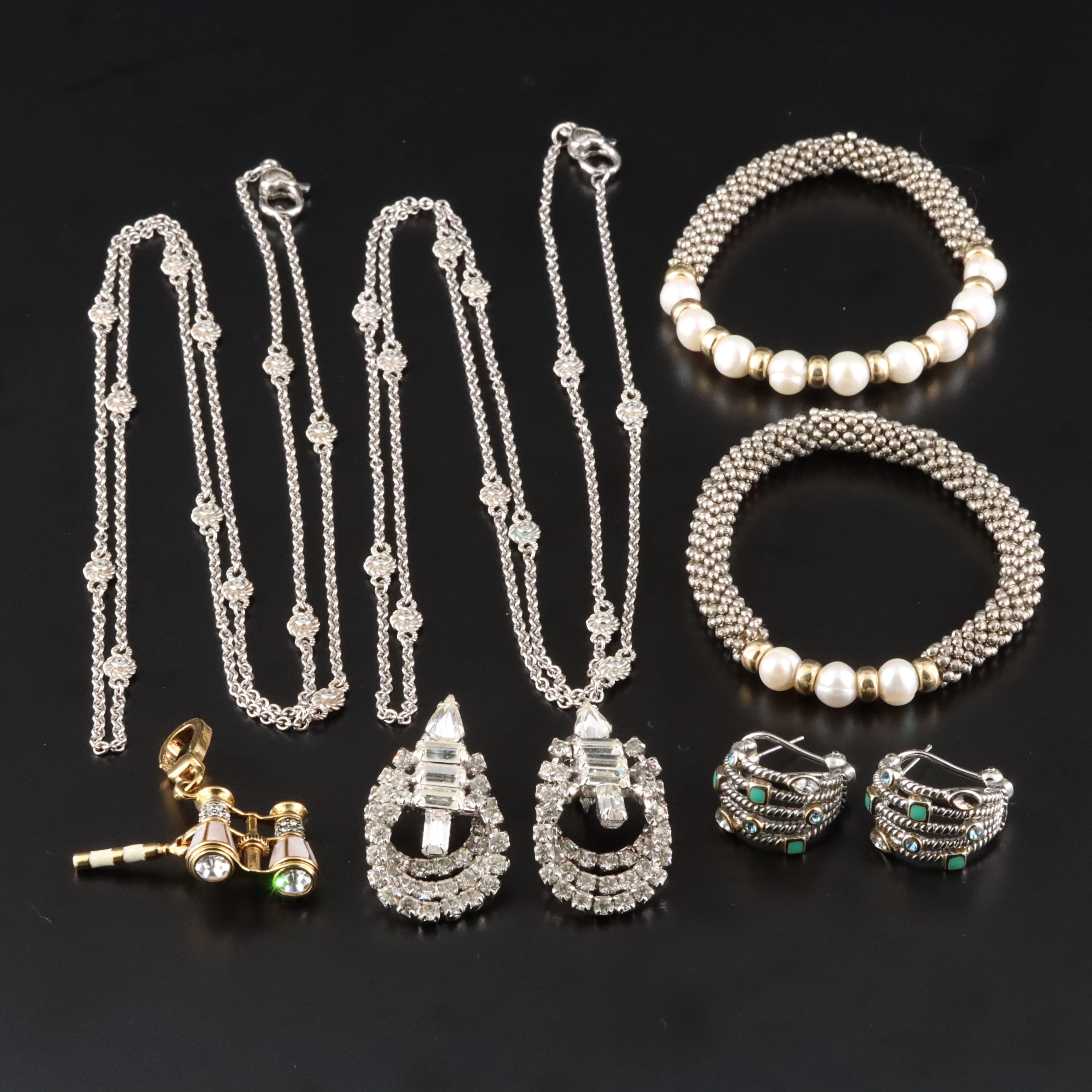 Judith Ripka Sterling CZ Station Necklaces & Kramer New York Featured