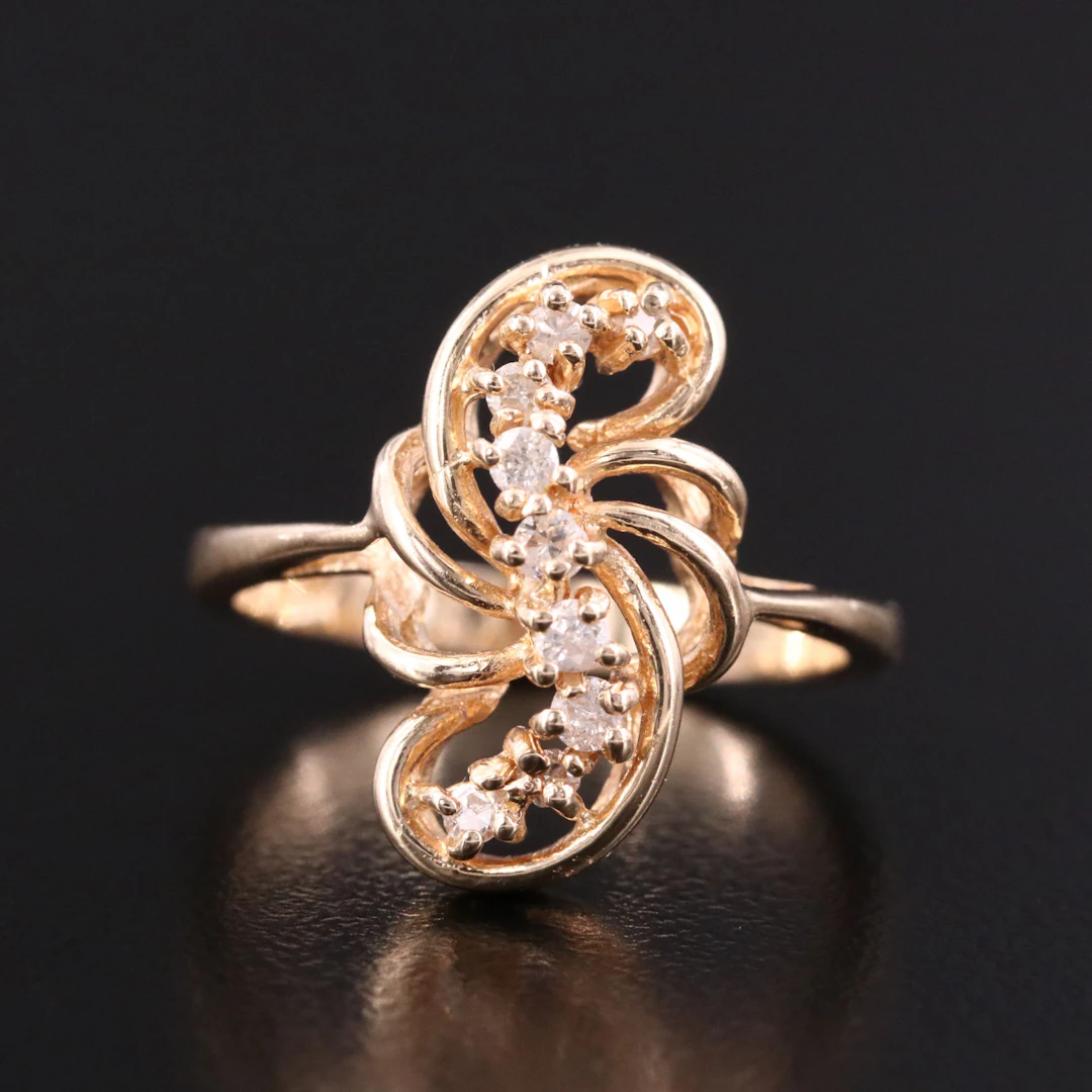 14K 0.21 CTW Diamond Swirl Ring