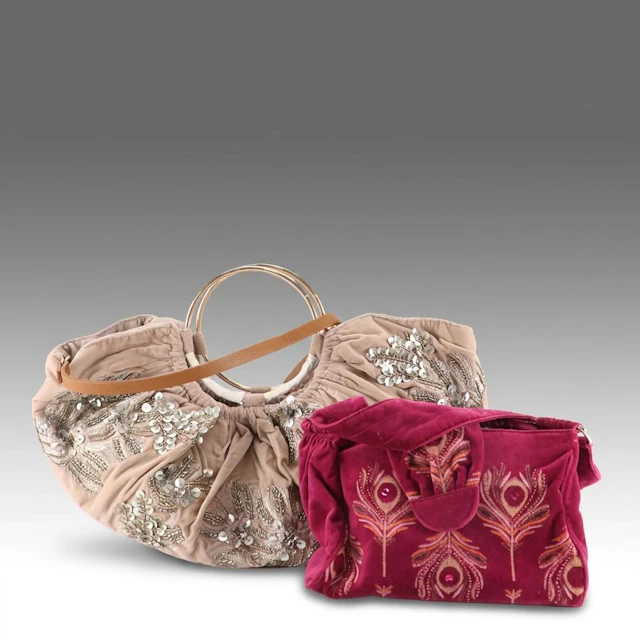 Anthropologie and Old Navy Bead/Sequin Embellished Velveteen Bags