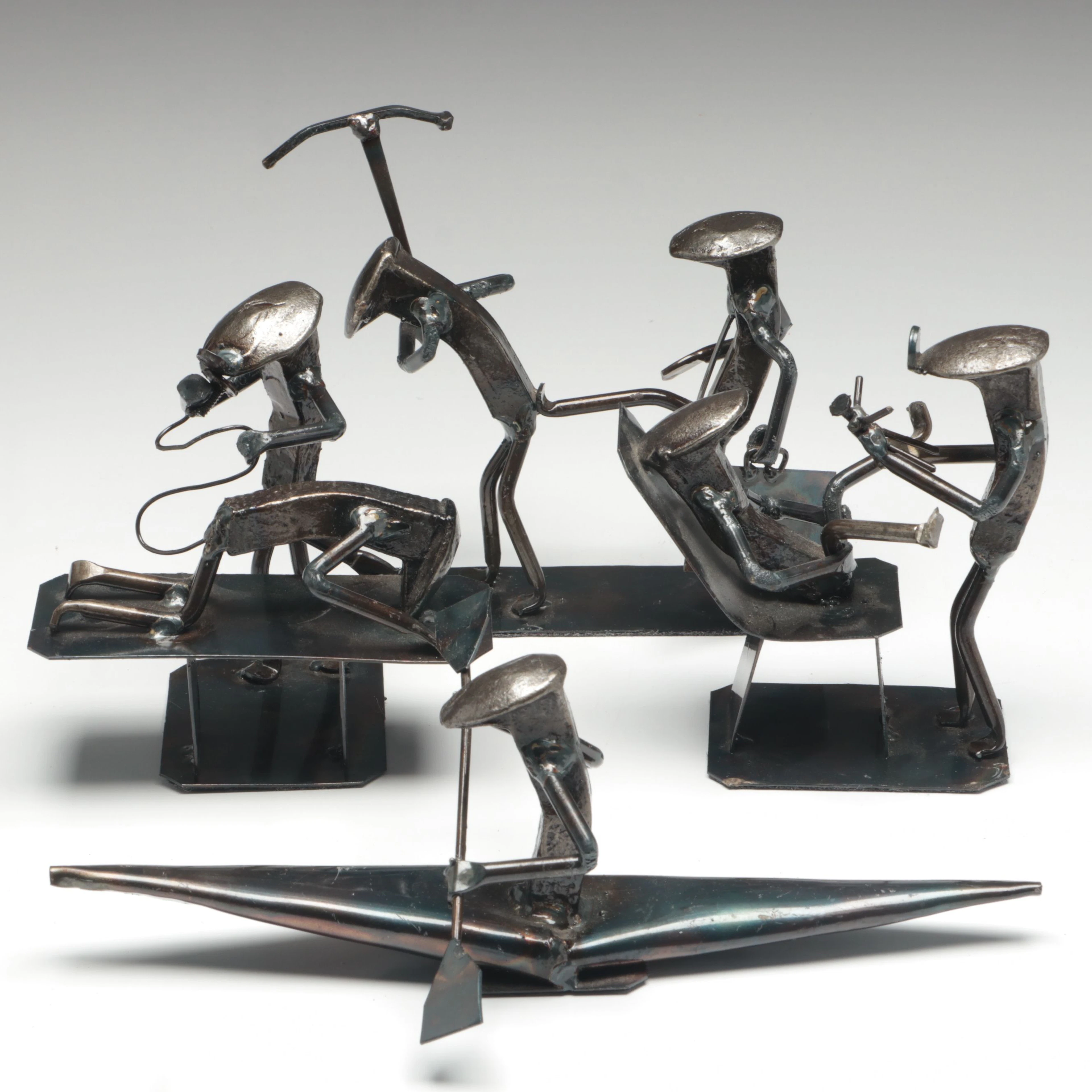 Roland Metal Art Humorous Railroad Spike Sculptures, Contemporary