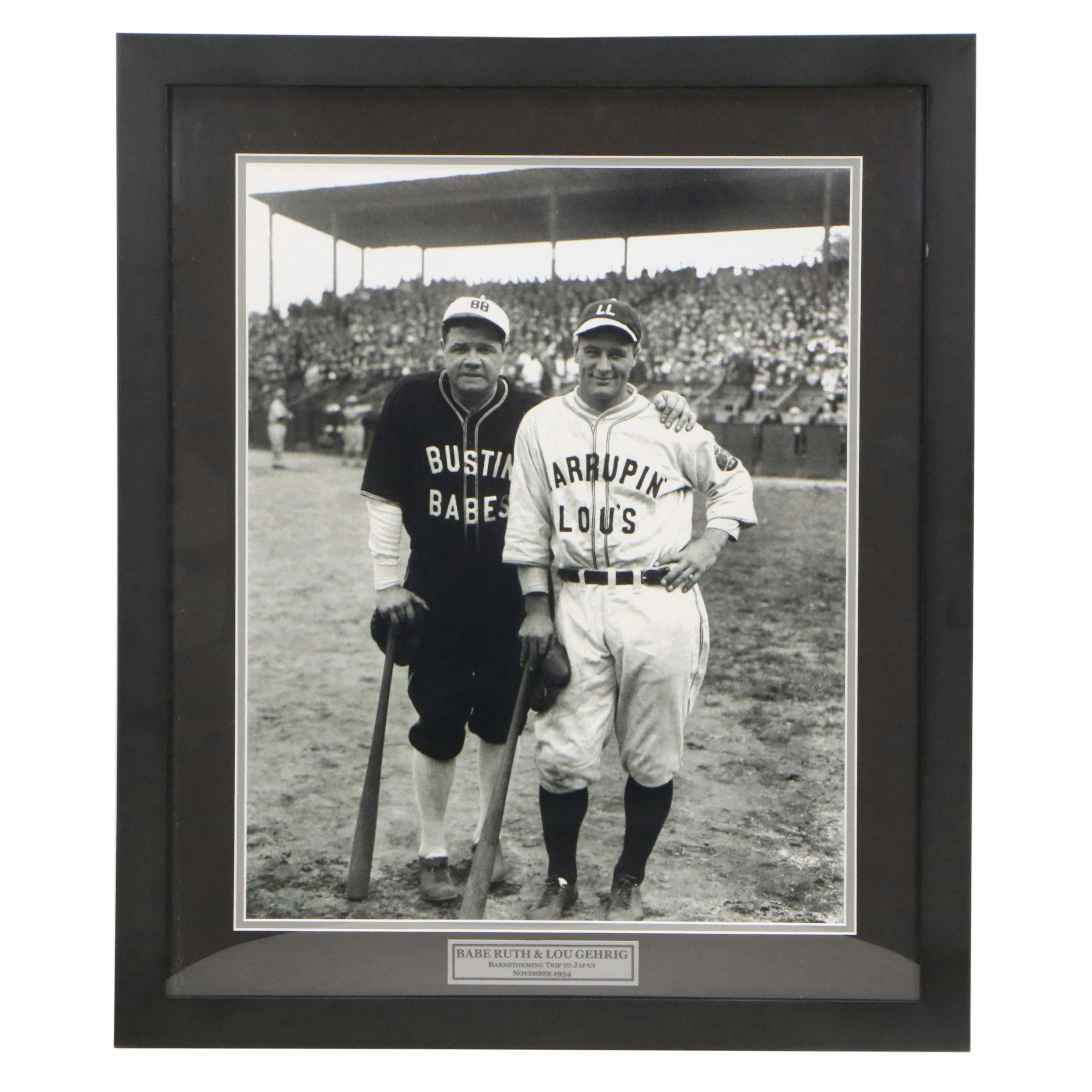 Reproduction Photograph of Babe Ruth and Lou Gehrig From Barnstorming Tour