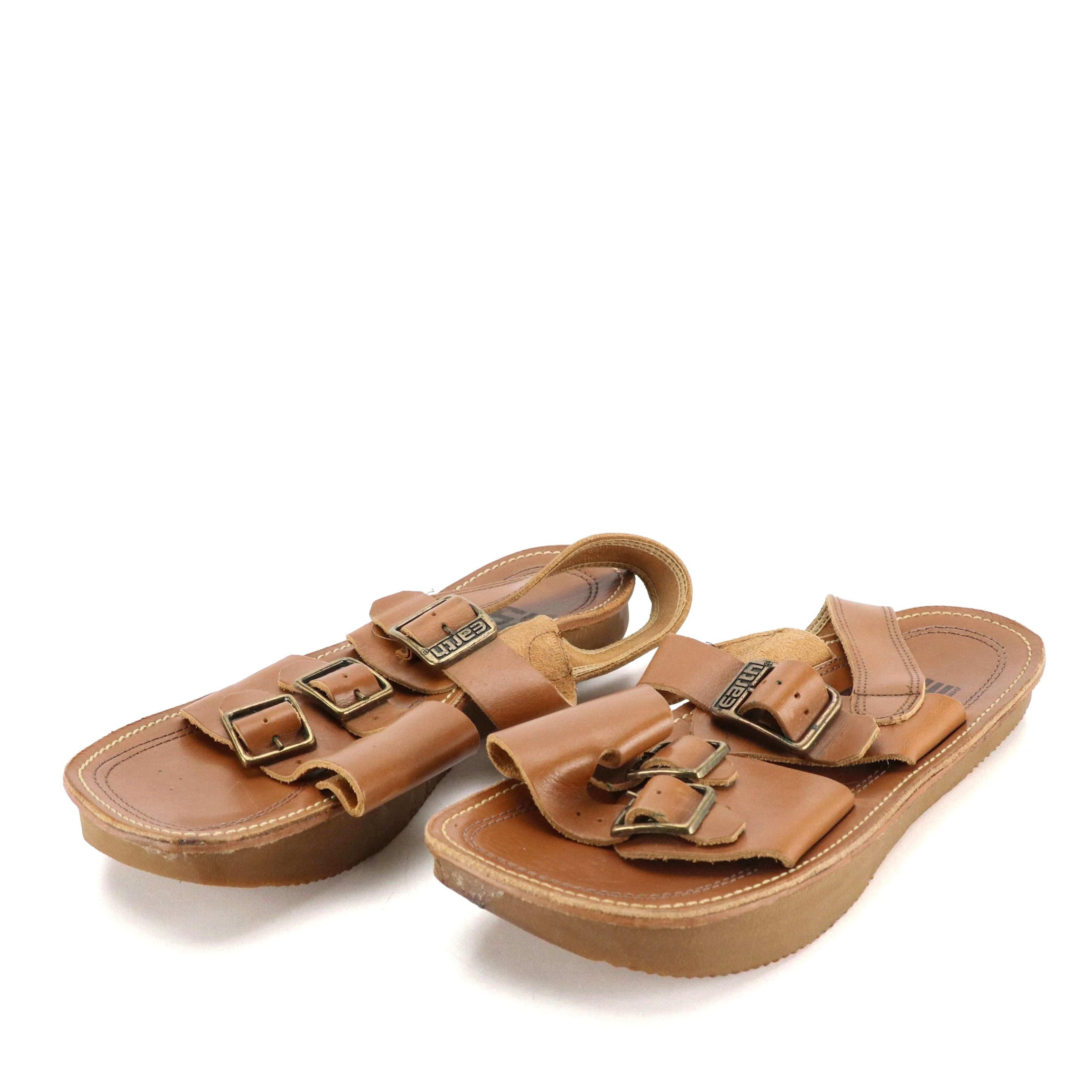 Men's Anne Kalso Earth Shoe Platform Sandals in Brown Leather