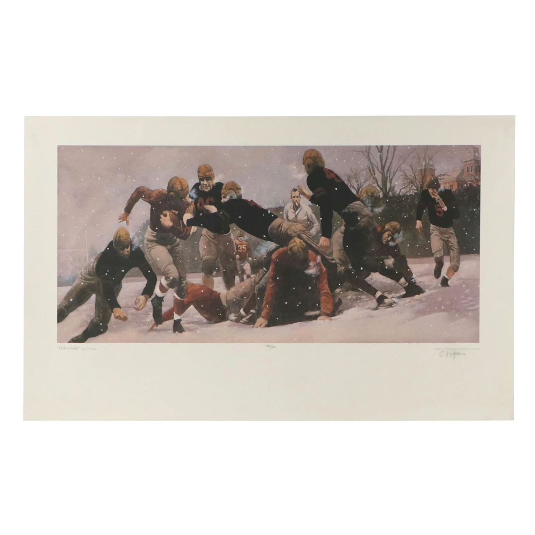 Chris Fox Payne Commemorative Football Offset Lithograph "The Game"