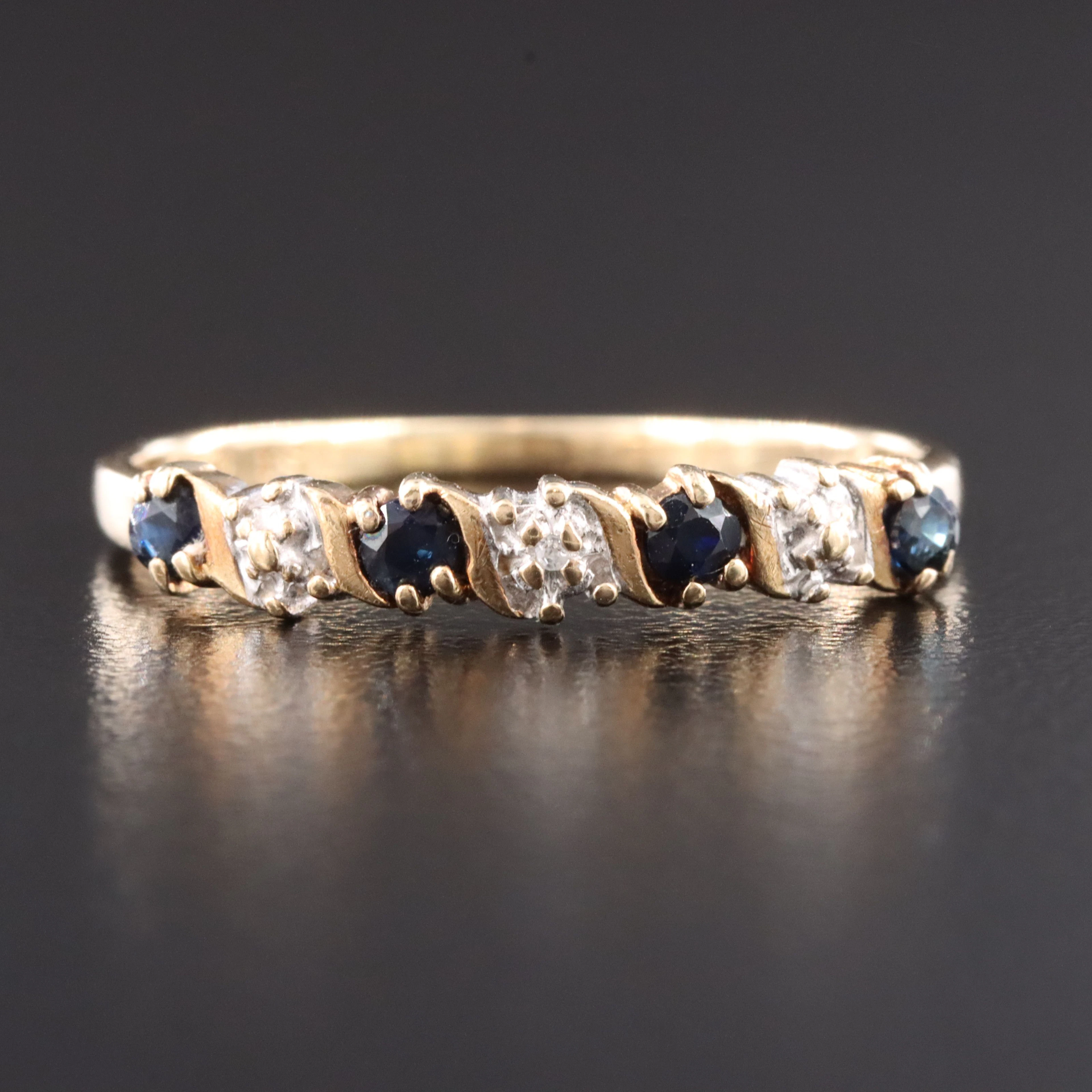 10K Sapphire and Diamond Stackable Ring