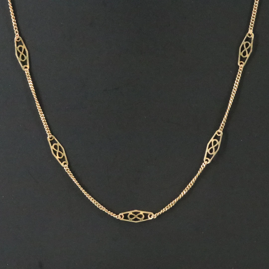 Vintage 14K Filigree Station Necklace