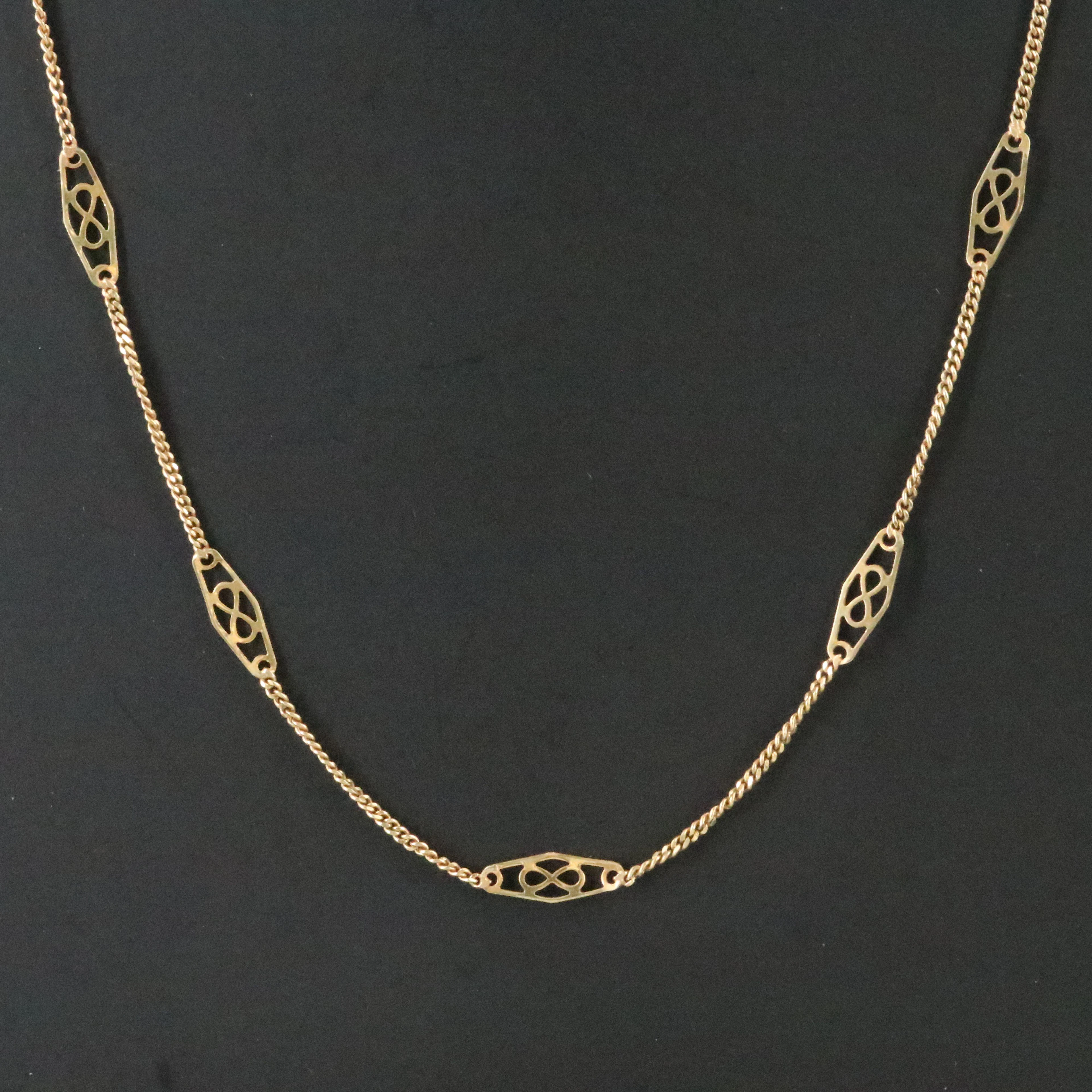 Vintage 14K Filigree Station Necklace