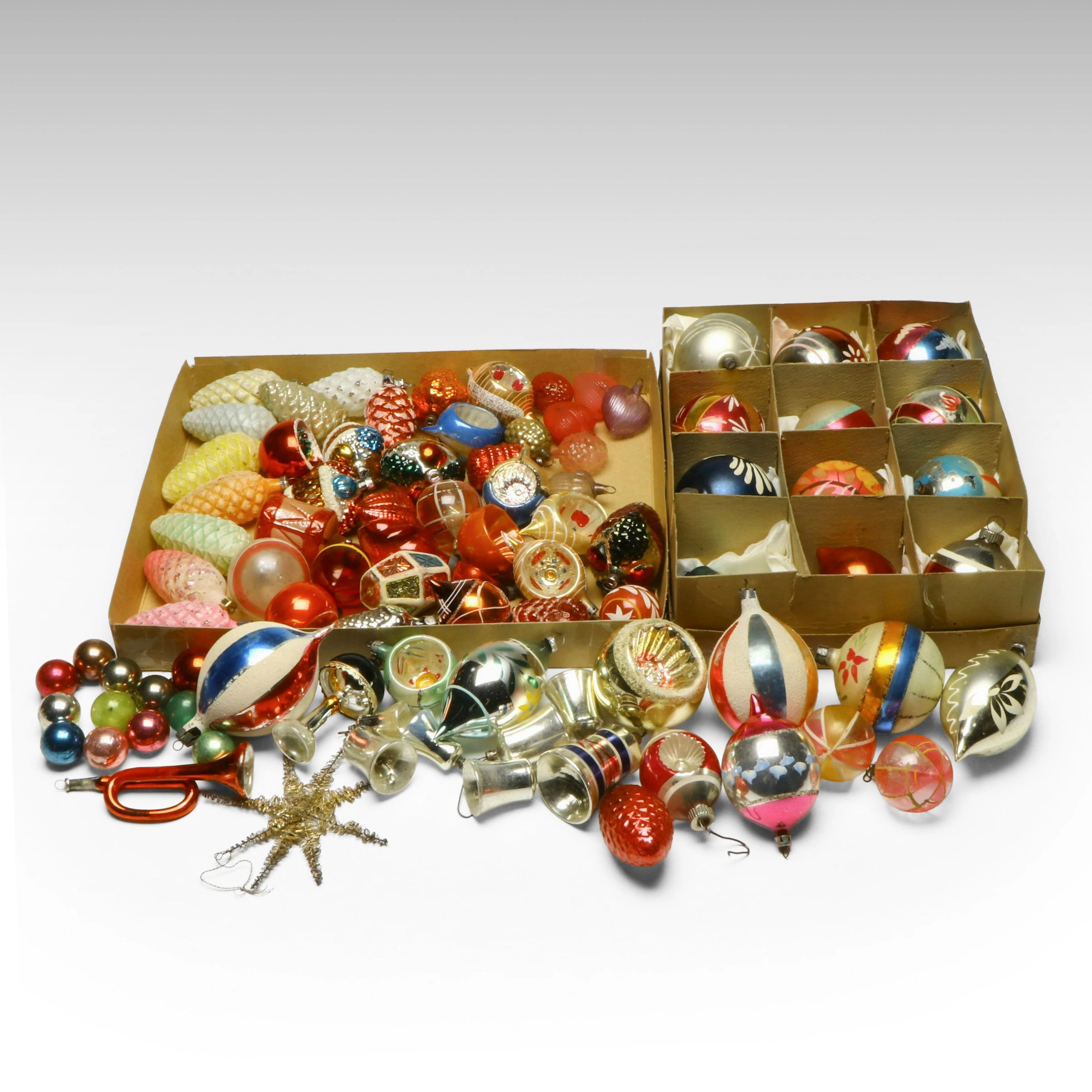Shiny Brite Reflectors, Trumpets and Other Antique Glass Ornaments