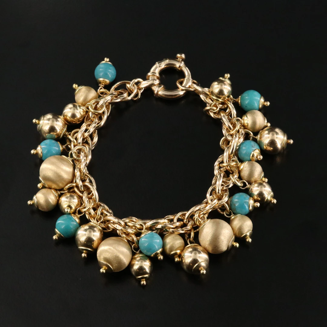 Sterling and Turquoise Bead Bracelet