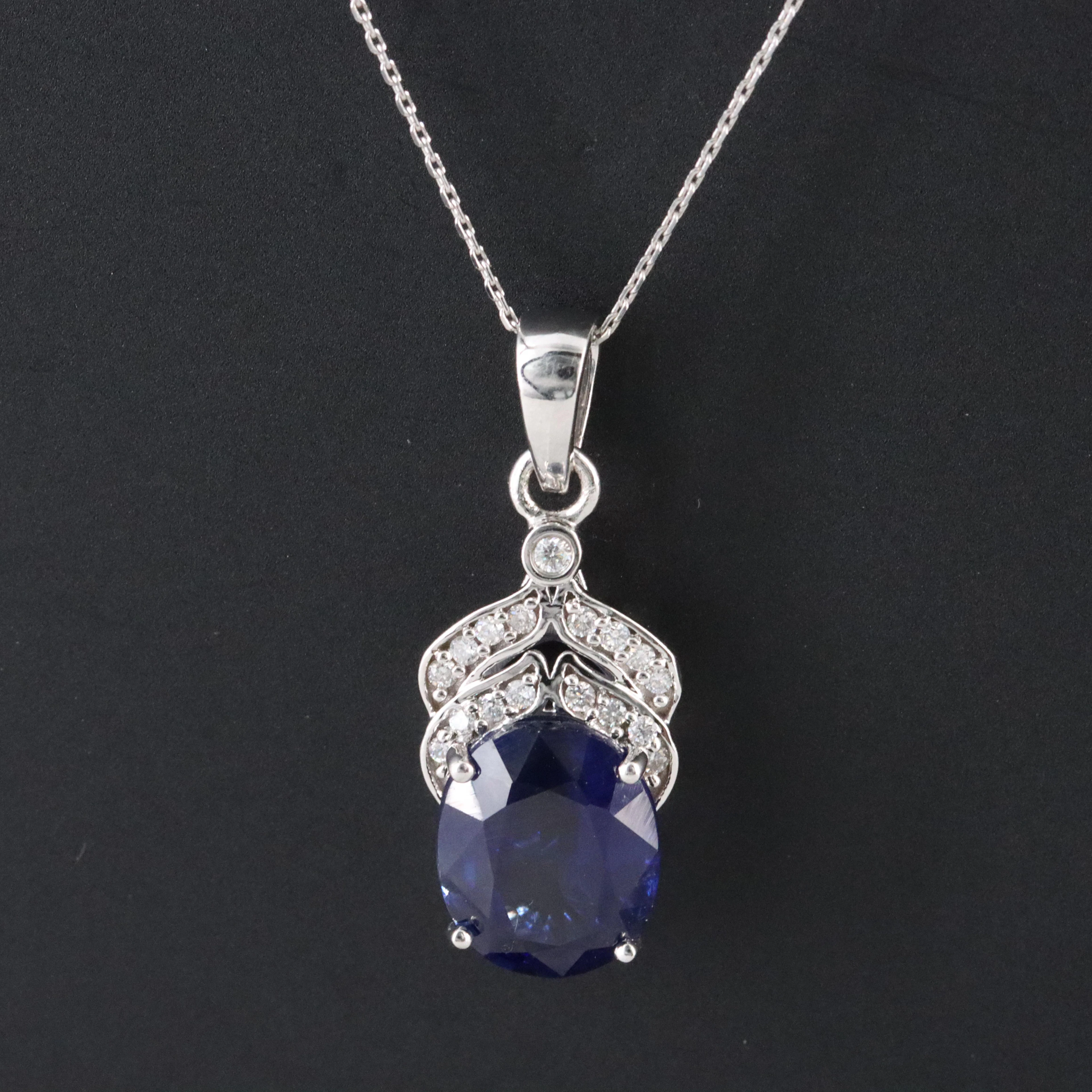 18K Kyanite and Diamond Pendant Necklace