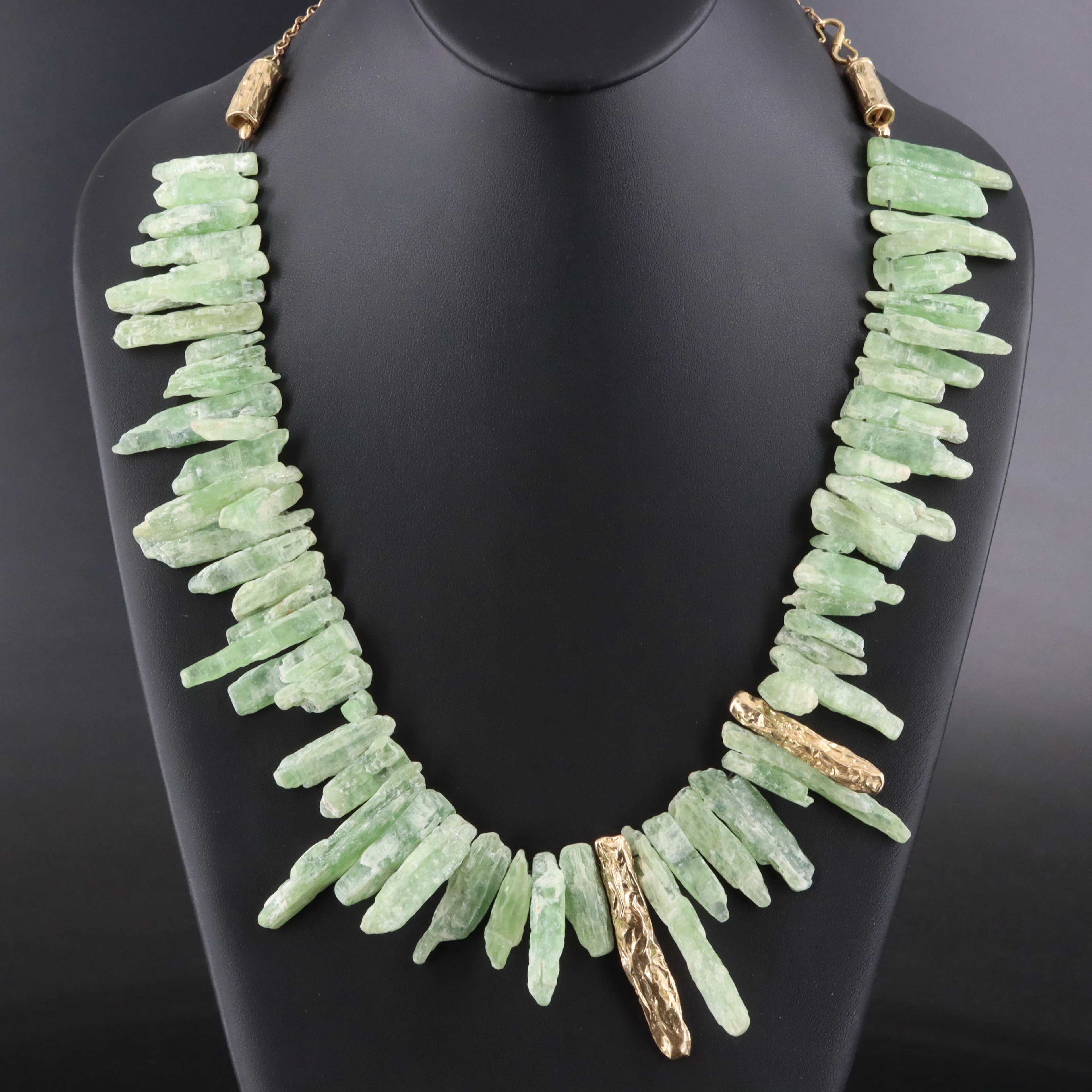14K Green Kyanite Fringe Necklace Attributed to Jim Cotter