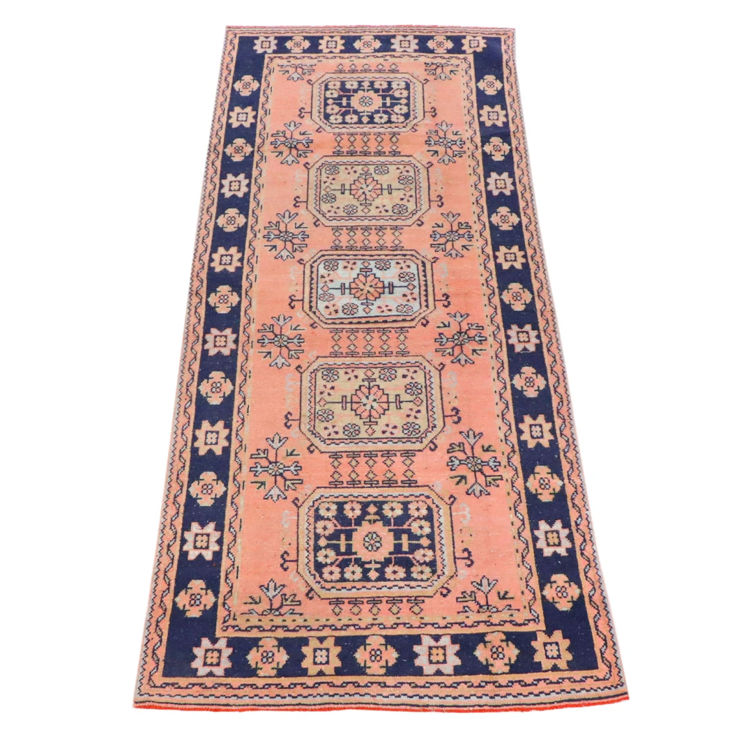 4'8 x 11'7 Hand-Knotted Turkish Anatolian Long Rug