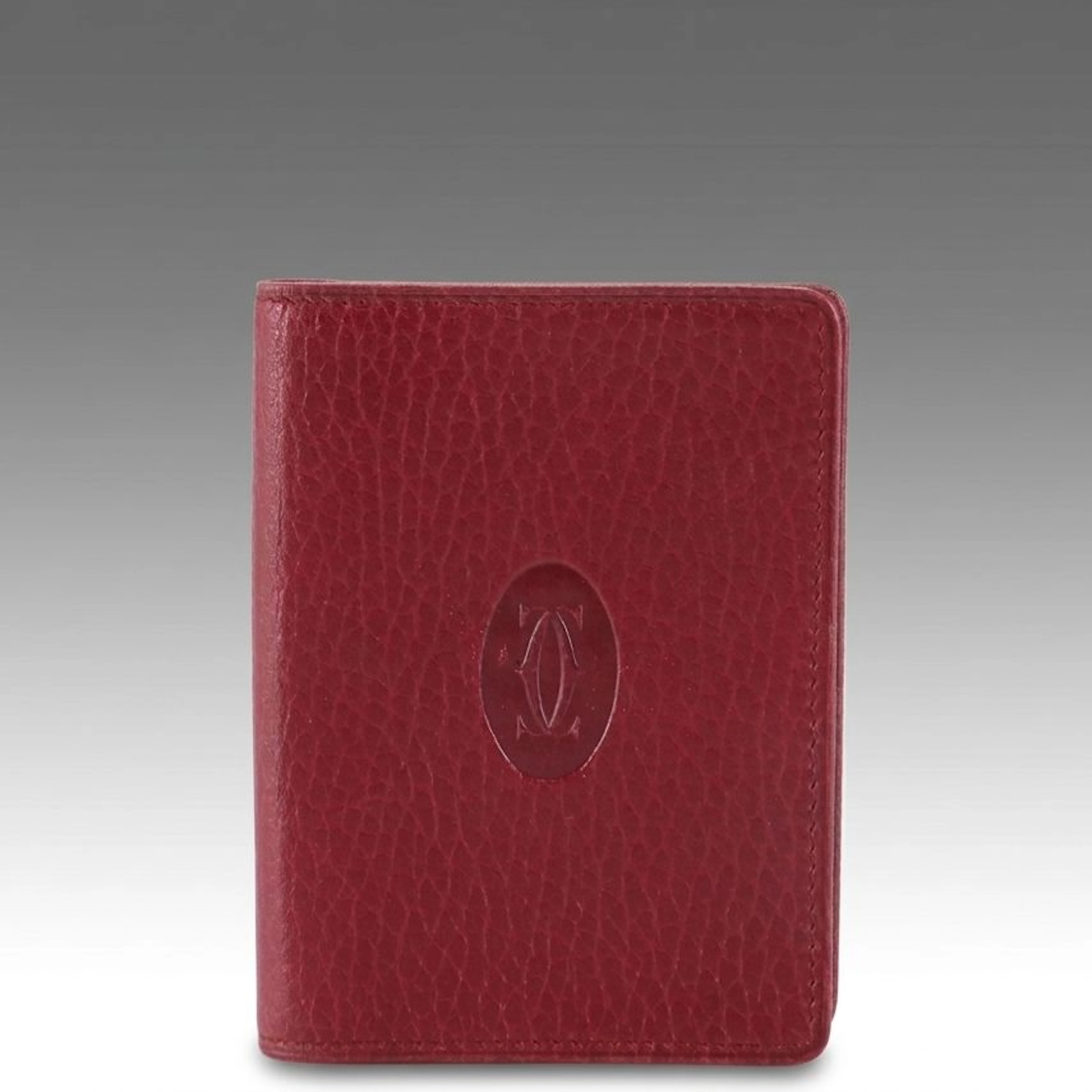 Cartier Must de Cartier Card Holder in Burgundy Calfskin Leather with Box