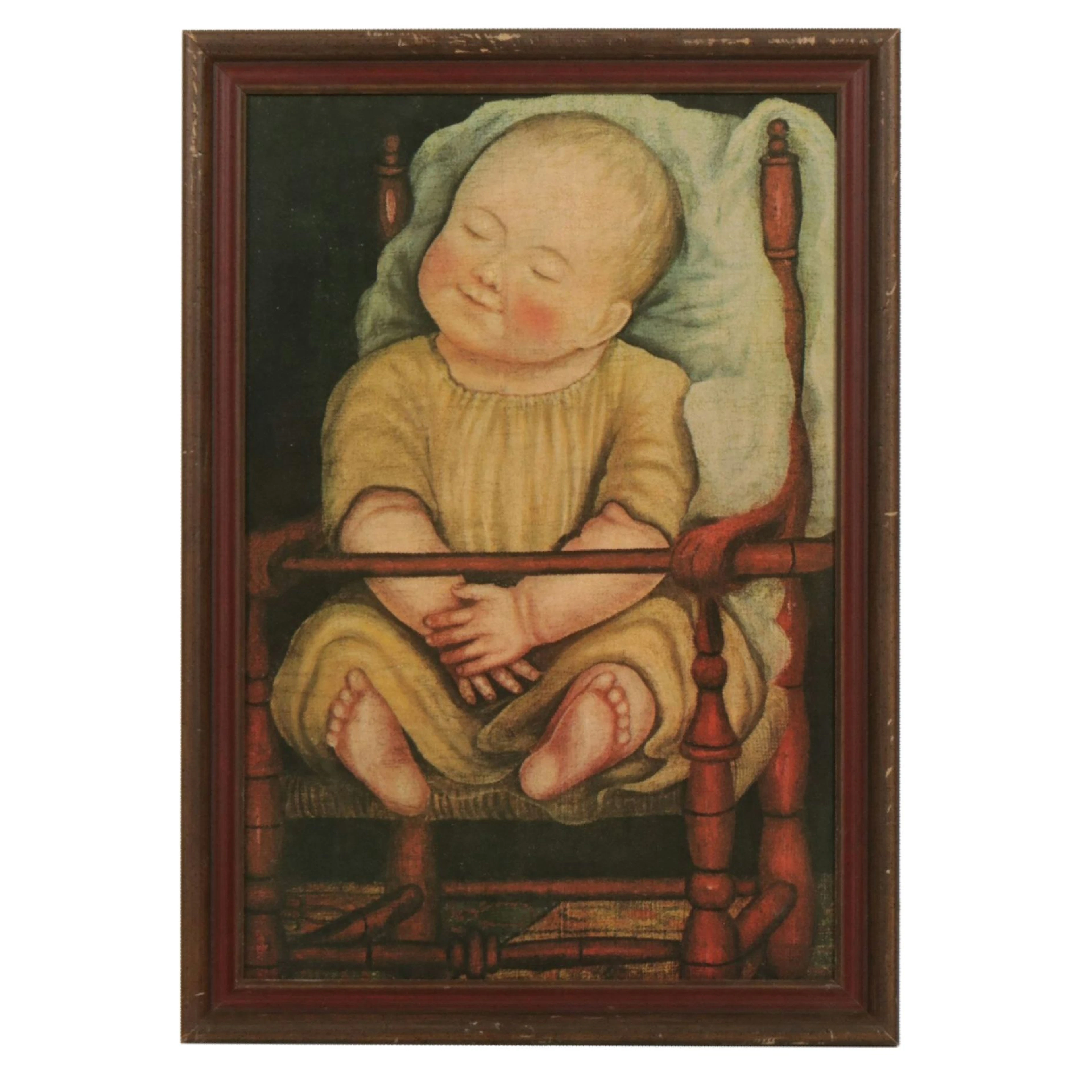 Offset Lithograph "Baby In Red Chair"