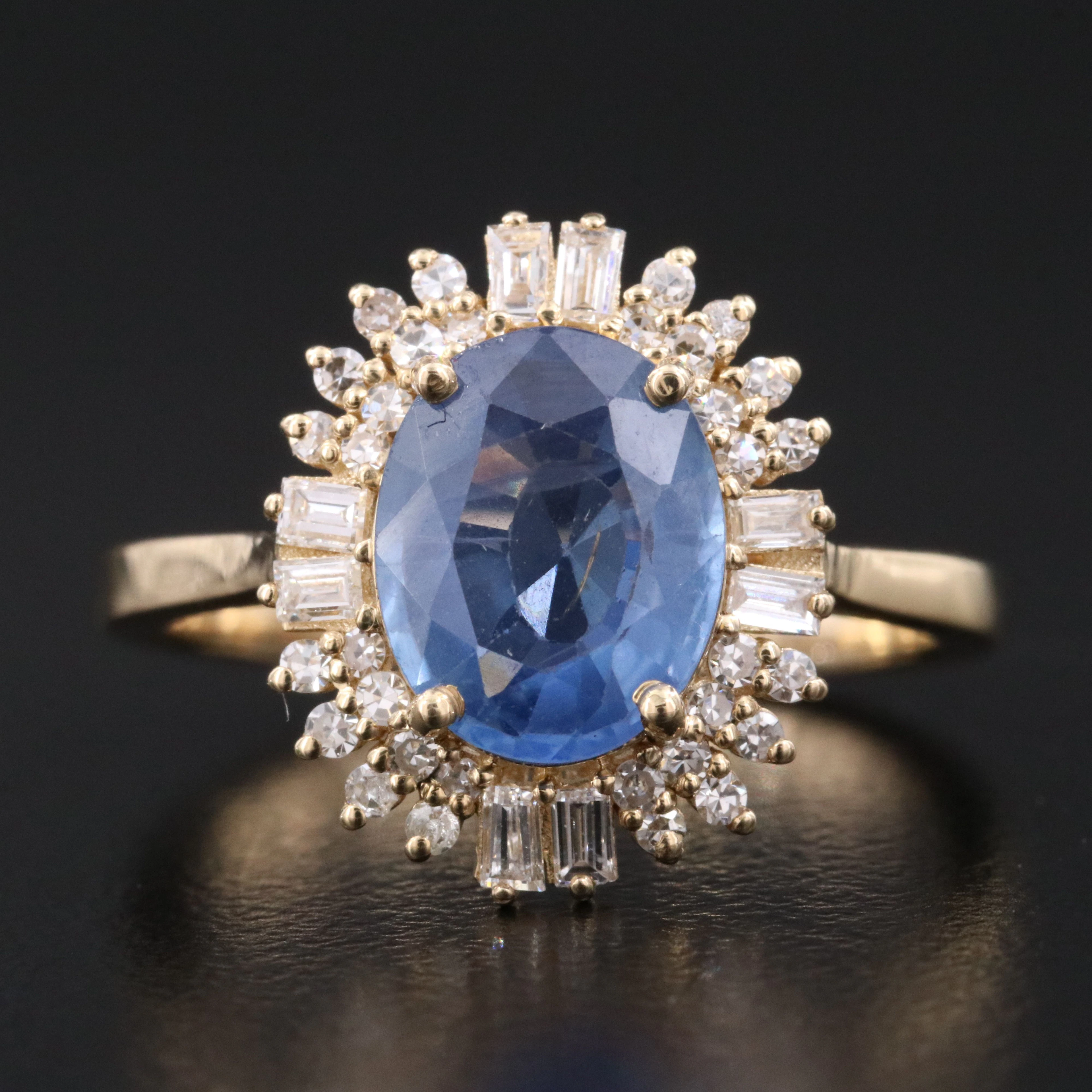 14K 2.01 CT Unheated Ceylon Sapphire and 0.26 CTW Diamond Ring with GIA Report