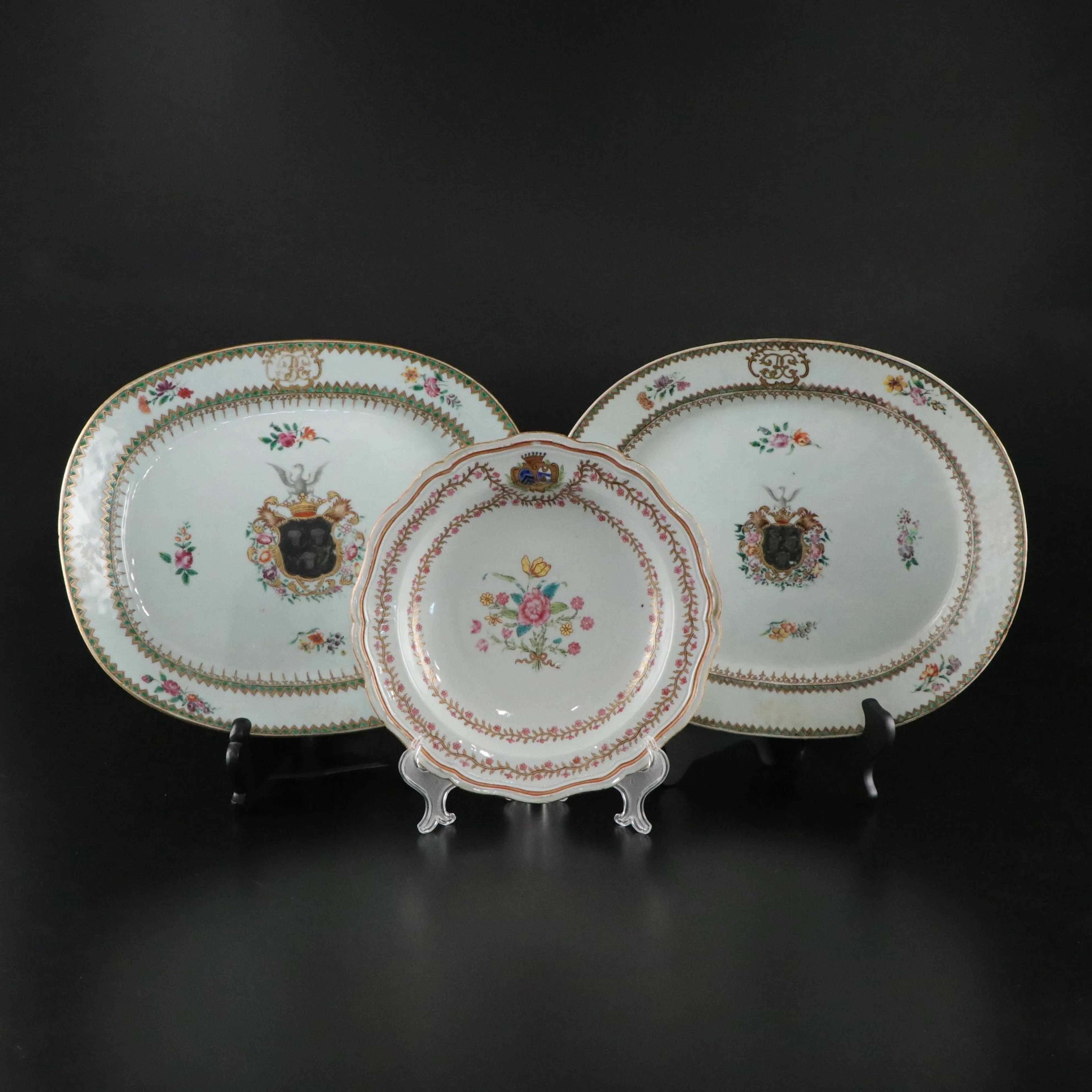 Chinese Export Porcelain Armorial Platters, Mid to Late 18thCentury