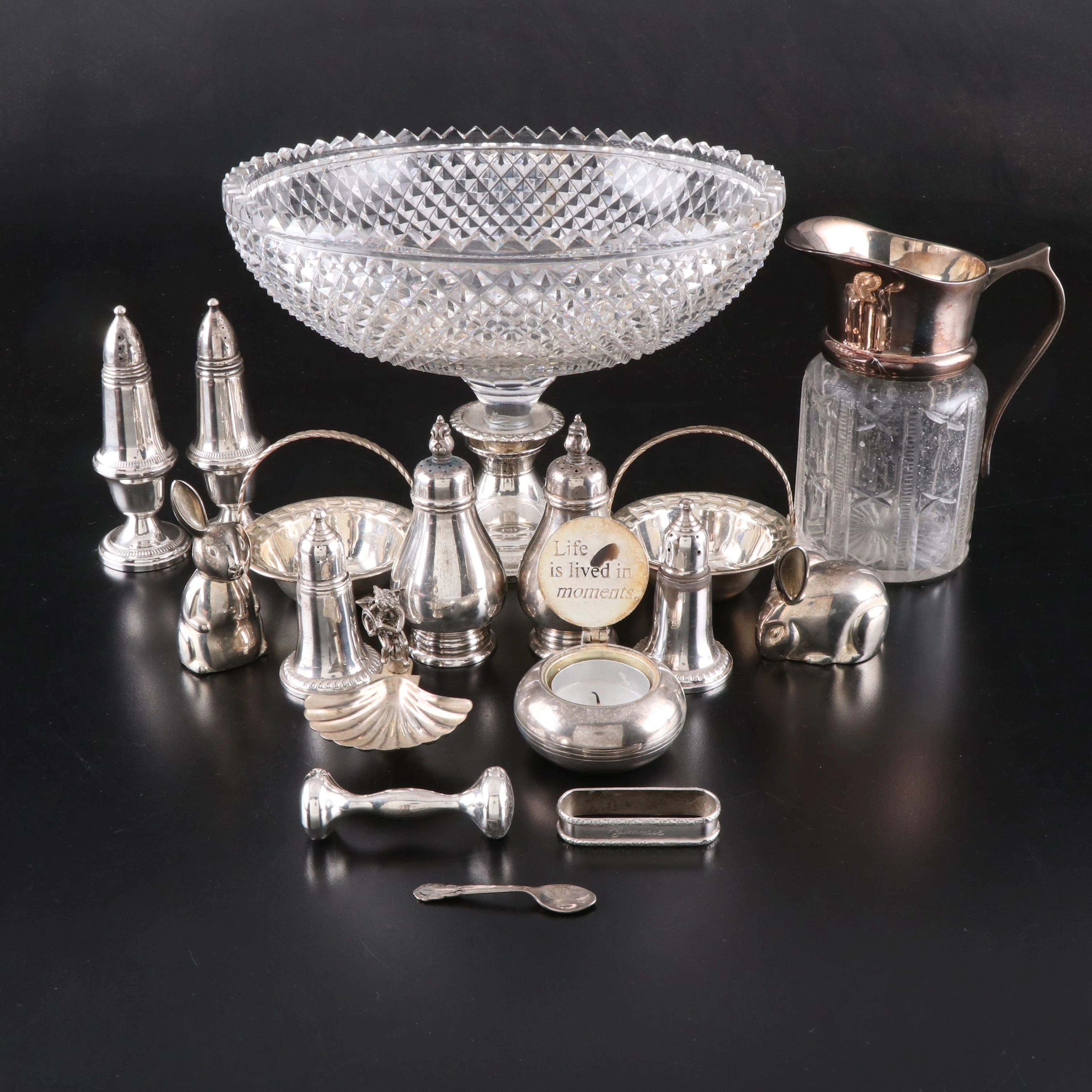Gorham Sterling Foot Cut Crystal Bowl, More Sterling and Silver Plate Tableware