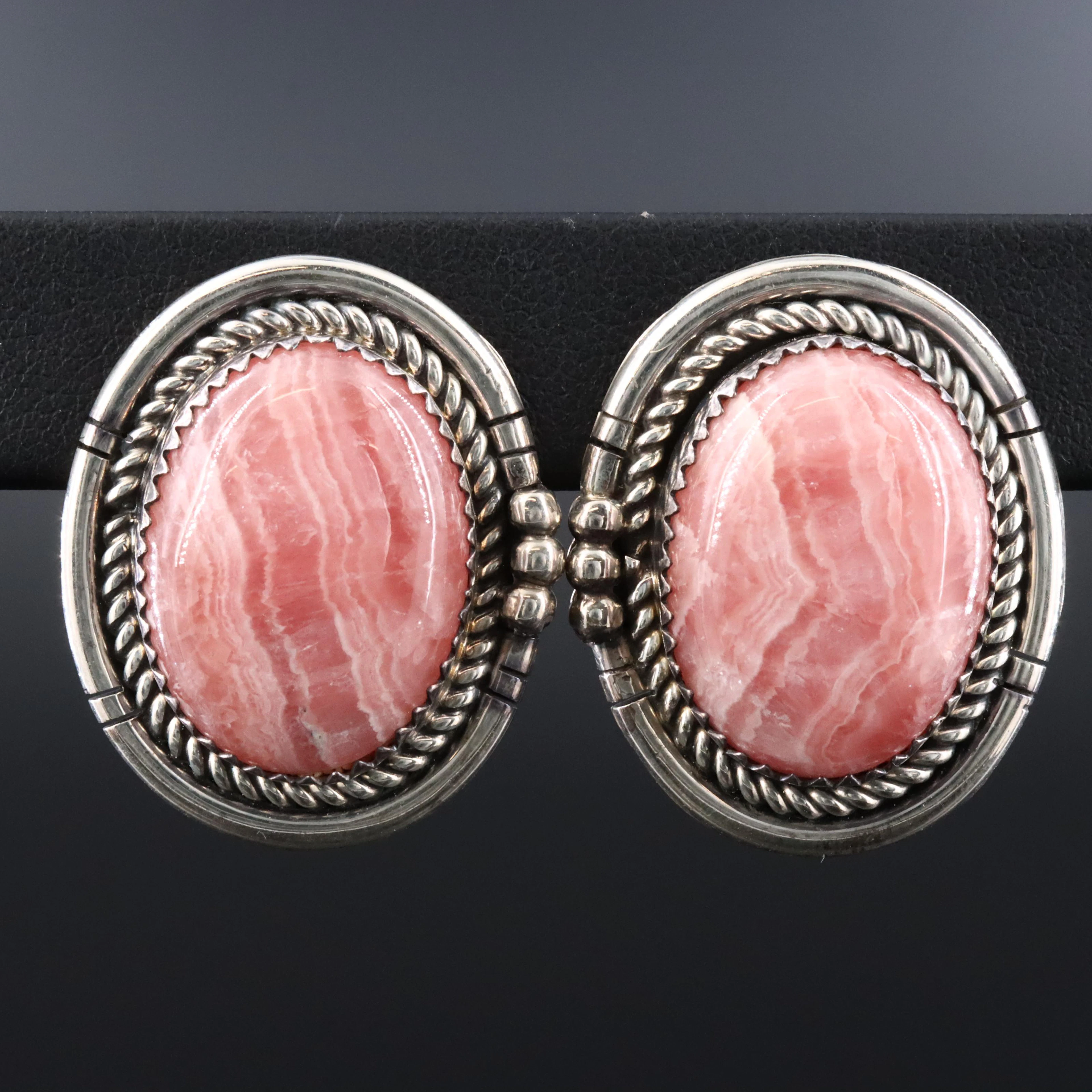 Southwestern Sterling Rhodochrosite Earrings