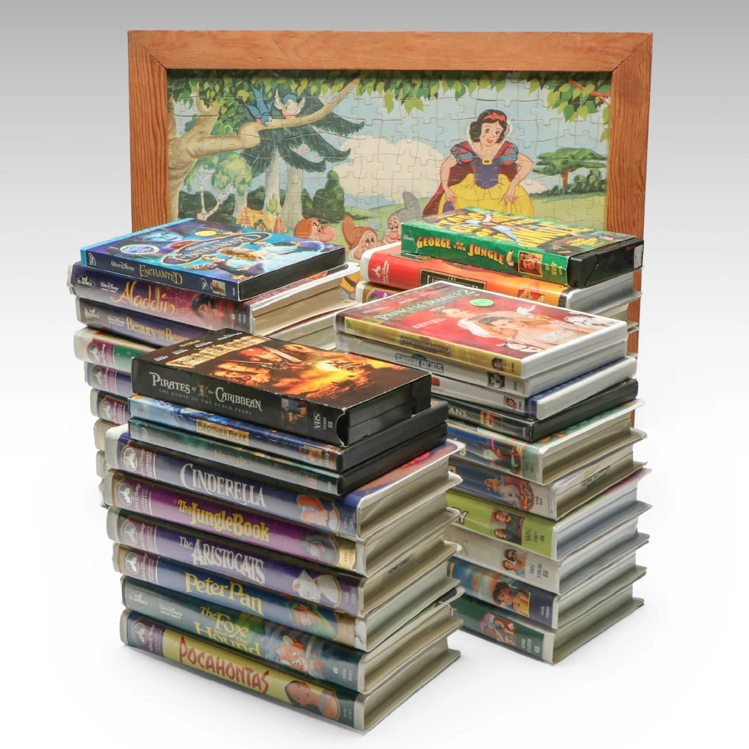 Walt Disney's "Snow White" Framed Puzzle with Disney DVD and VHS Movies