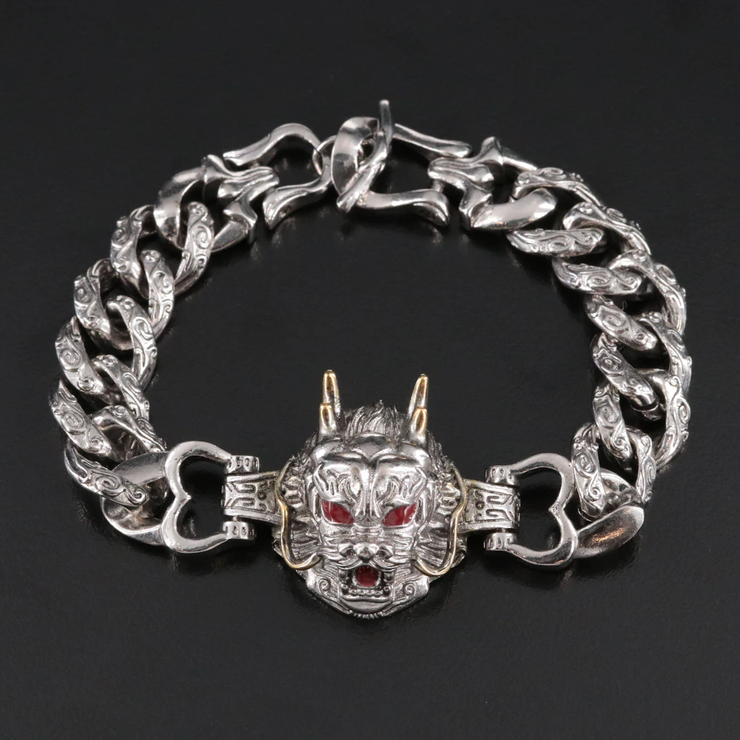 Dragon Bracelet with Enameled Eyes