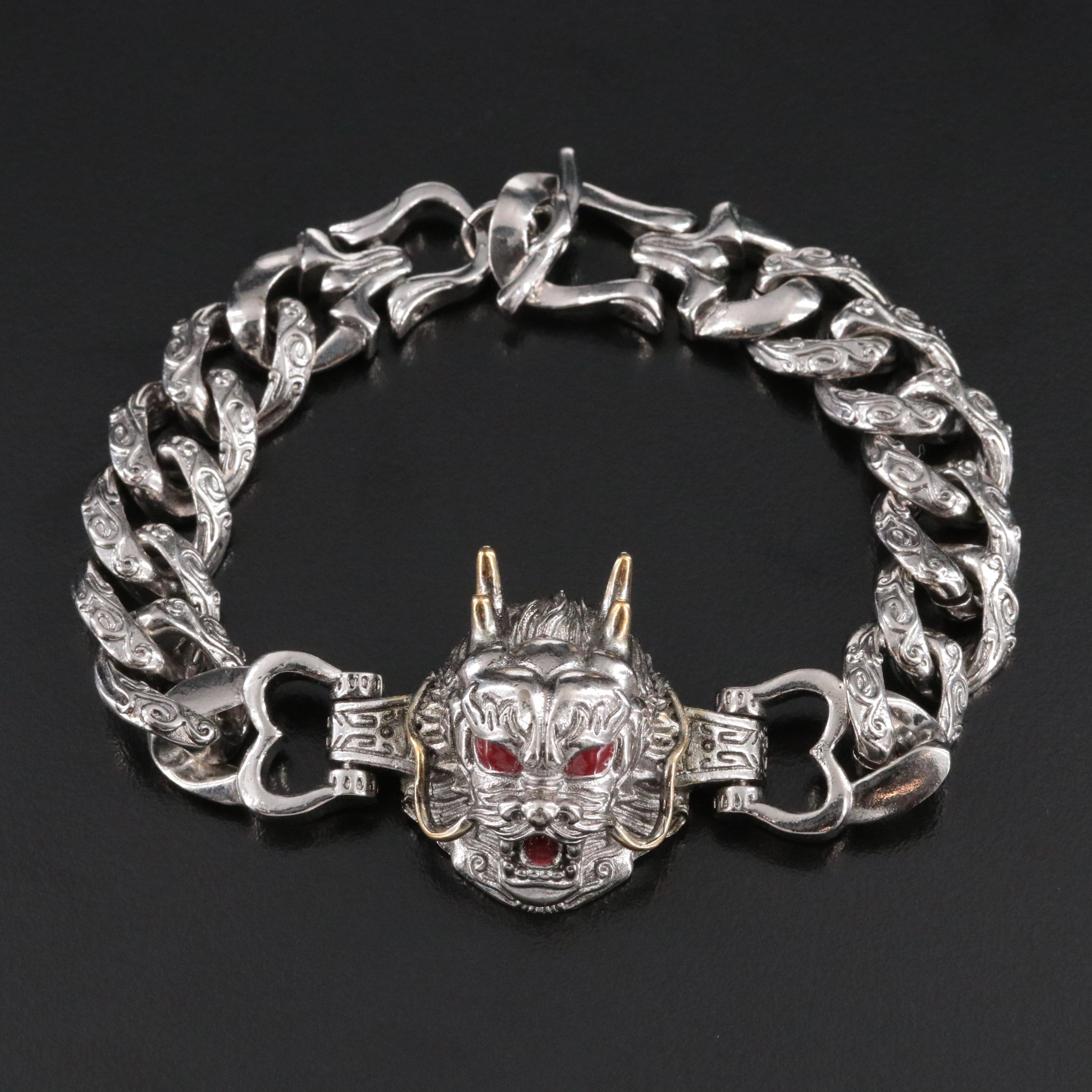 Dragon Bracelet with Enameled Eyes