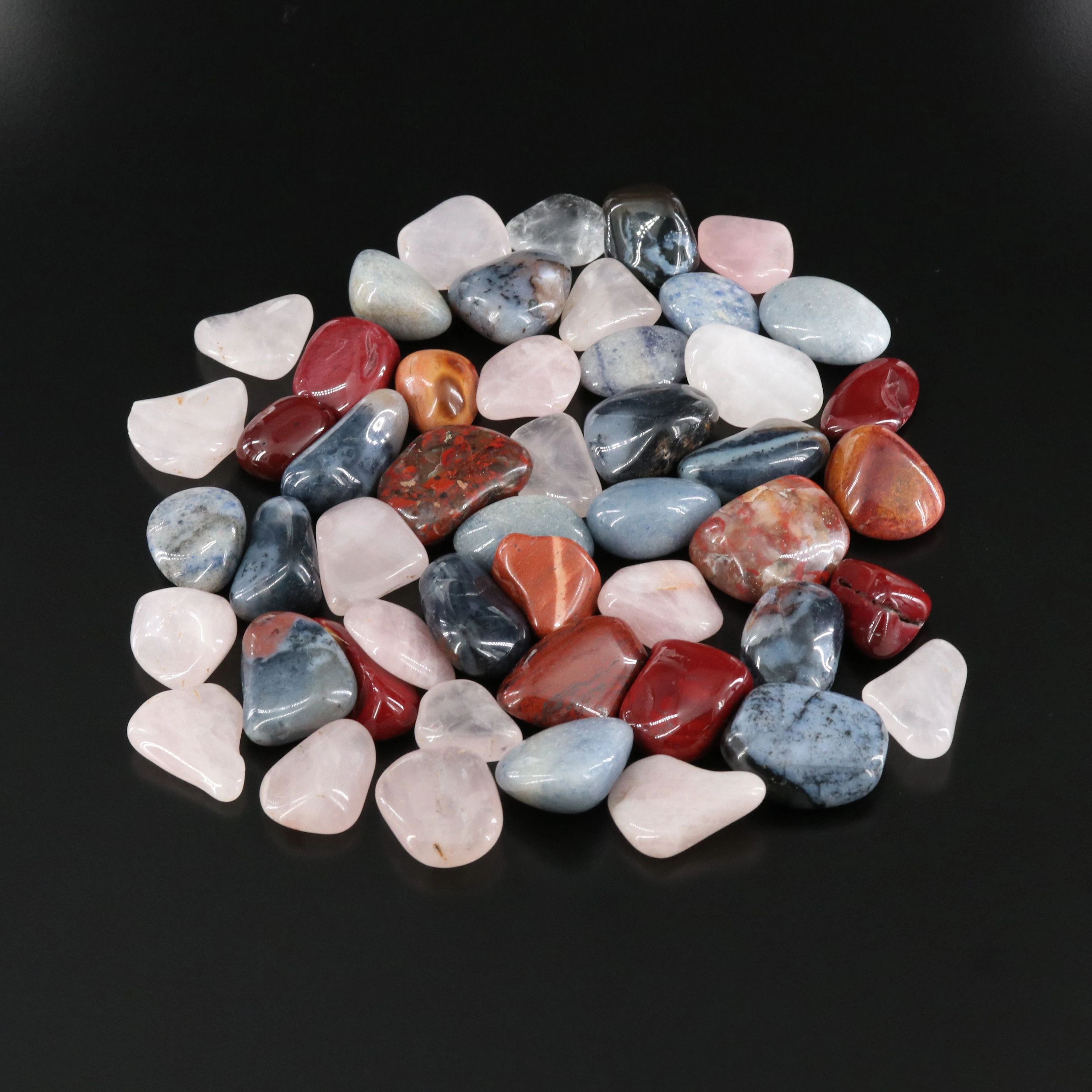 Loose Tumbled Stones Featuring Agate, Red Jasper and Rose Quartz