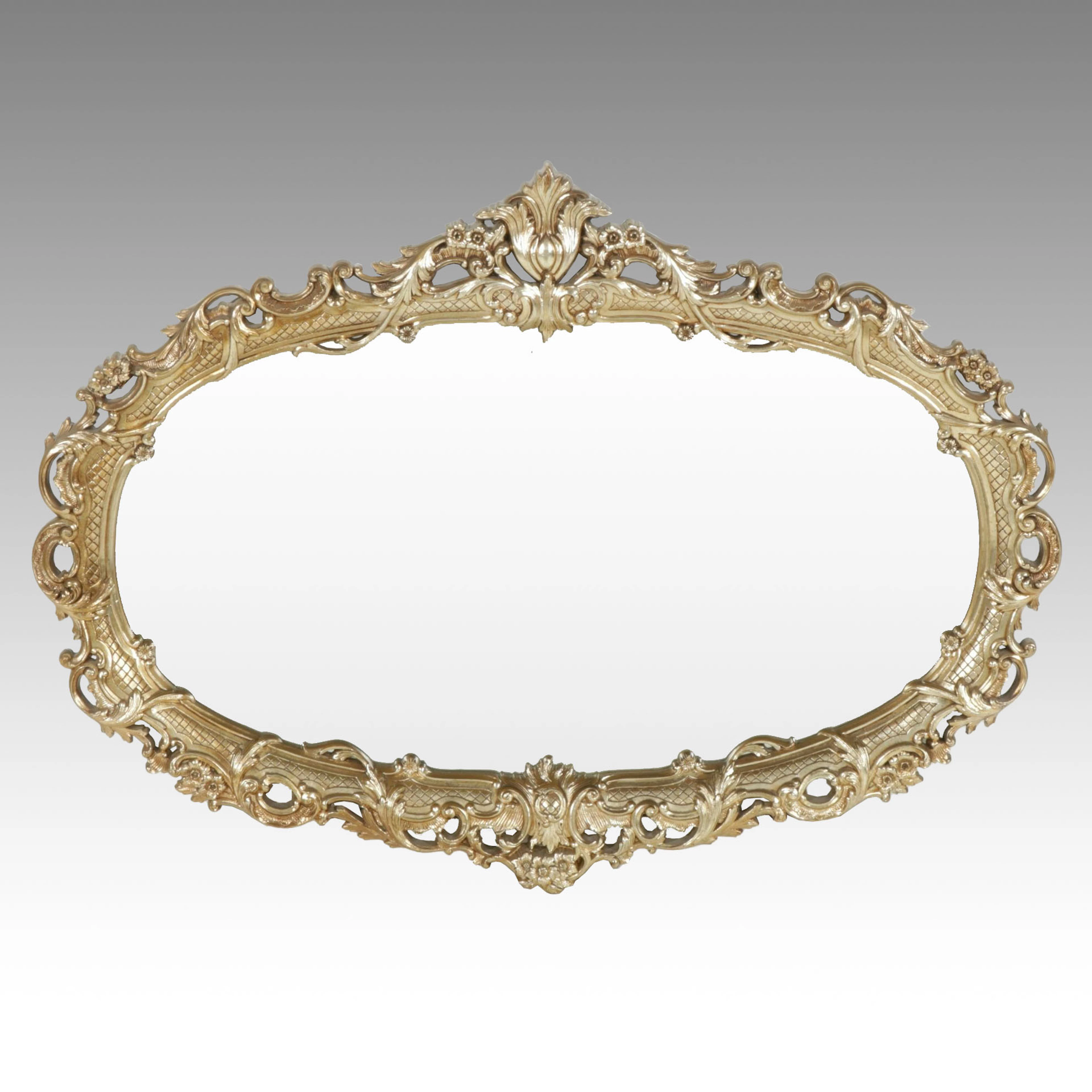 Baroque Style Oval Wall Mirror in Gold Toned Frame, Late 20th Century