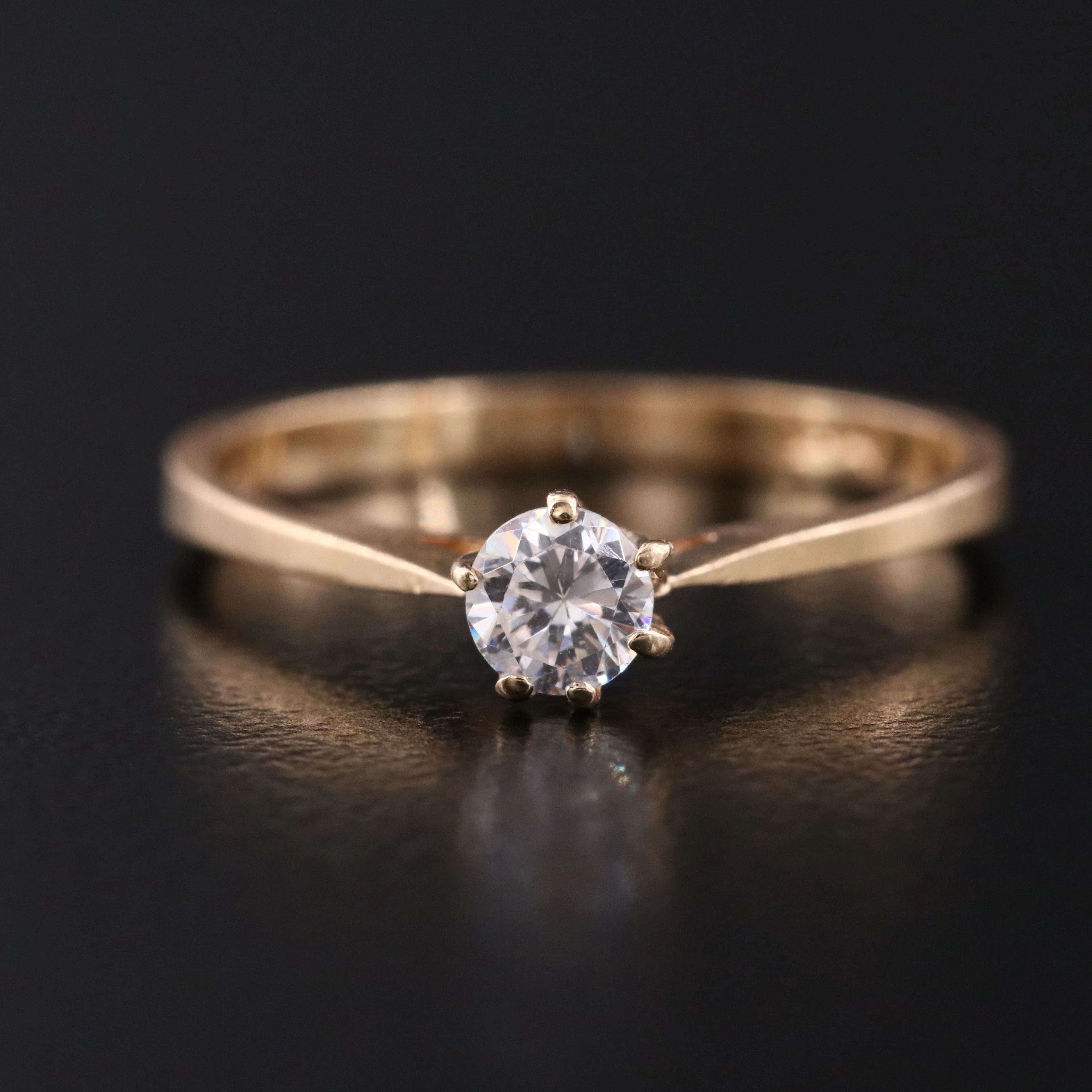 14K CZ Solitaire Ring