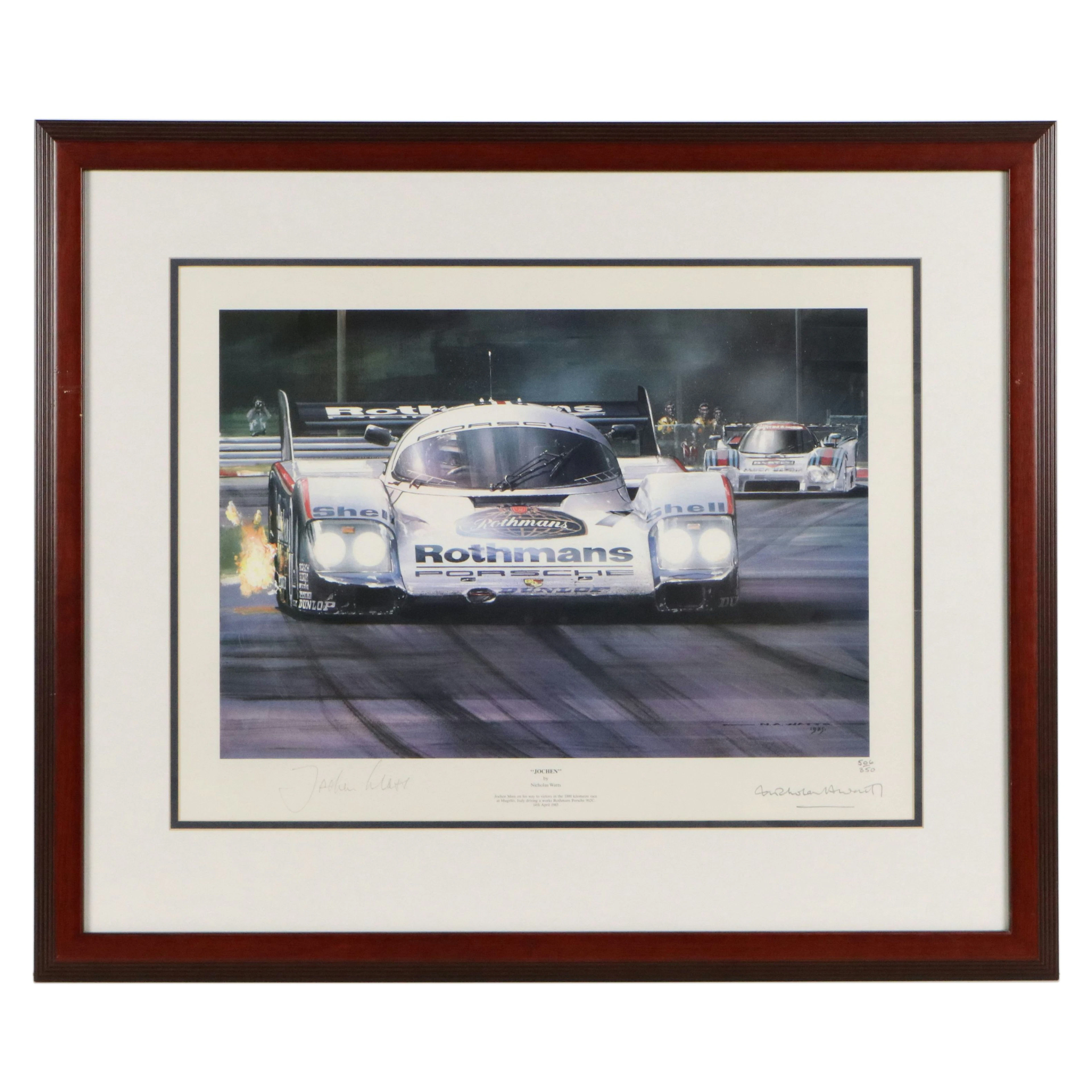 Nicholas Watts Offset Lithograph "Jochen," Works Rothmans Porsche 962C, 1985