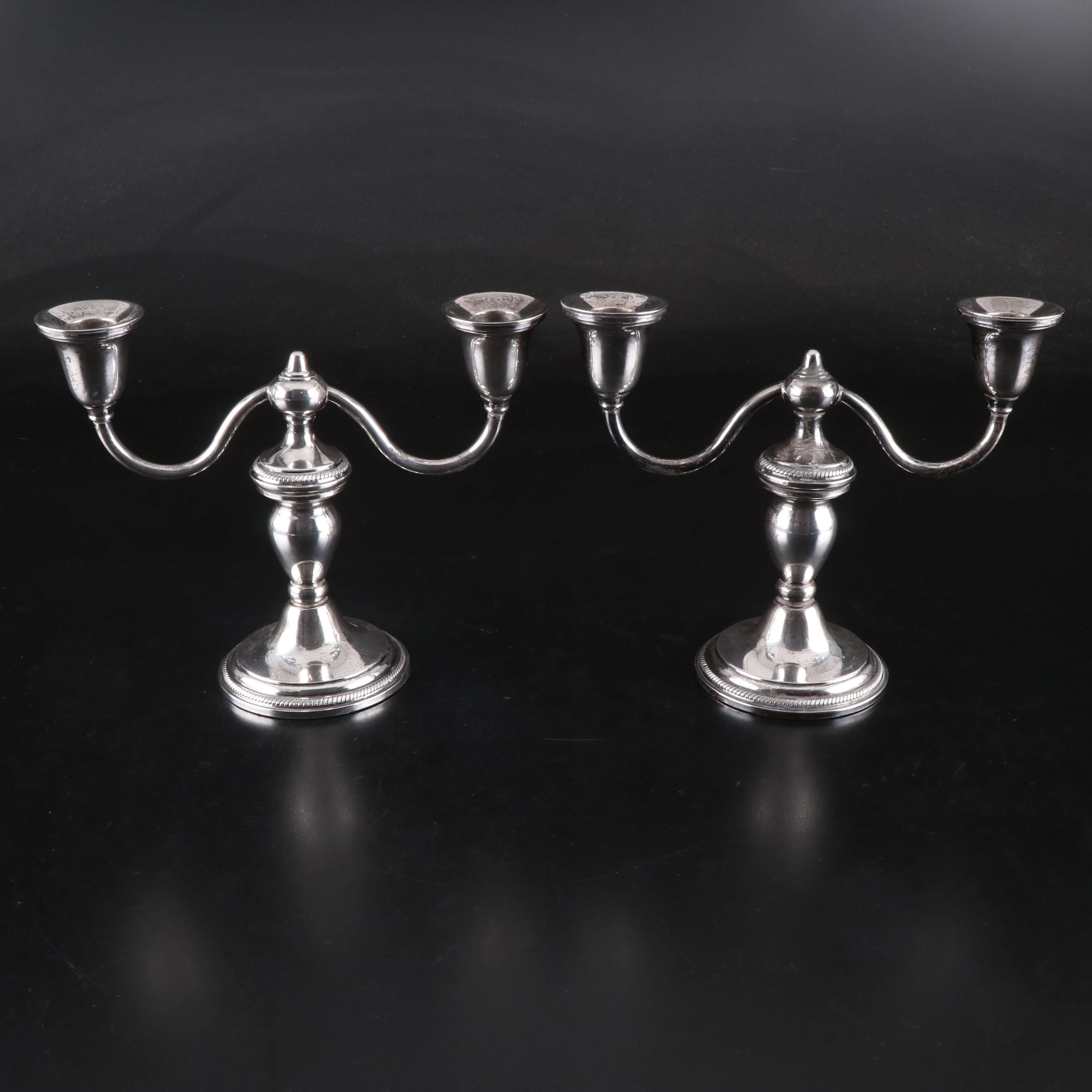 F. B. Rogers Silver Co. Weighted Sterling Silver Candelabra, Antique
