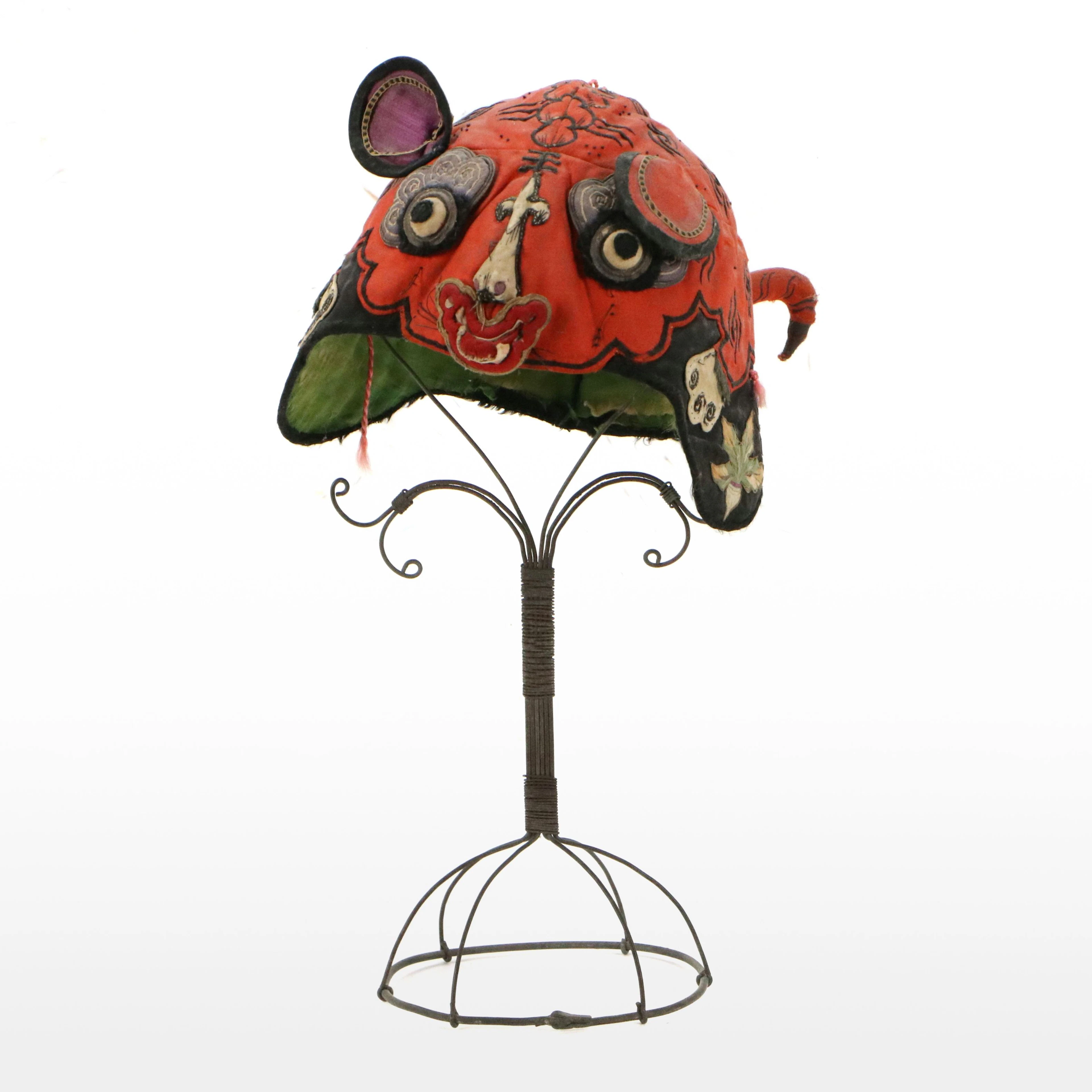 Chinese Embroidered Silk Children’s Hat, Late 19th to Early 20th Century