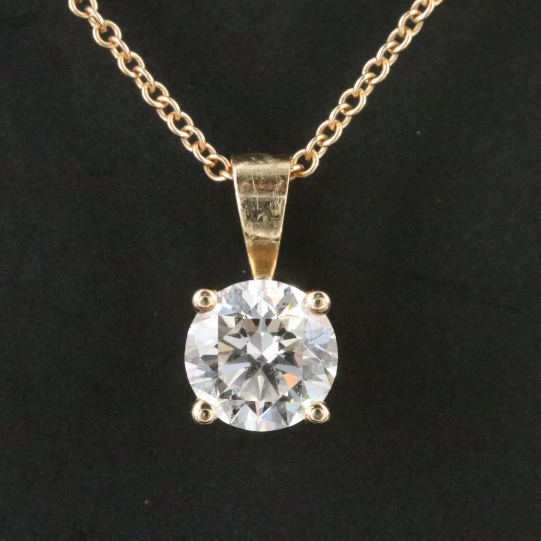 14K 0.96 CT Lab Grown Diamond Solitaire Pendant Necklace with IGI Report