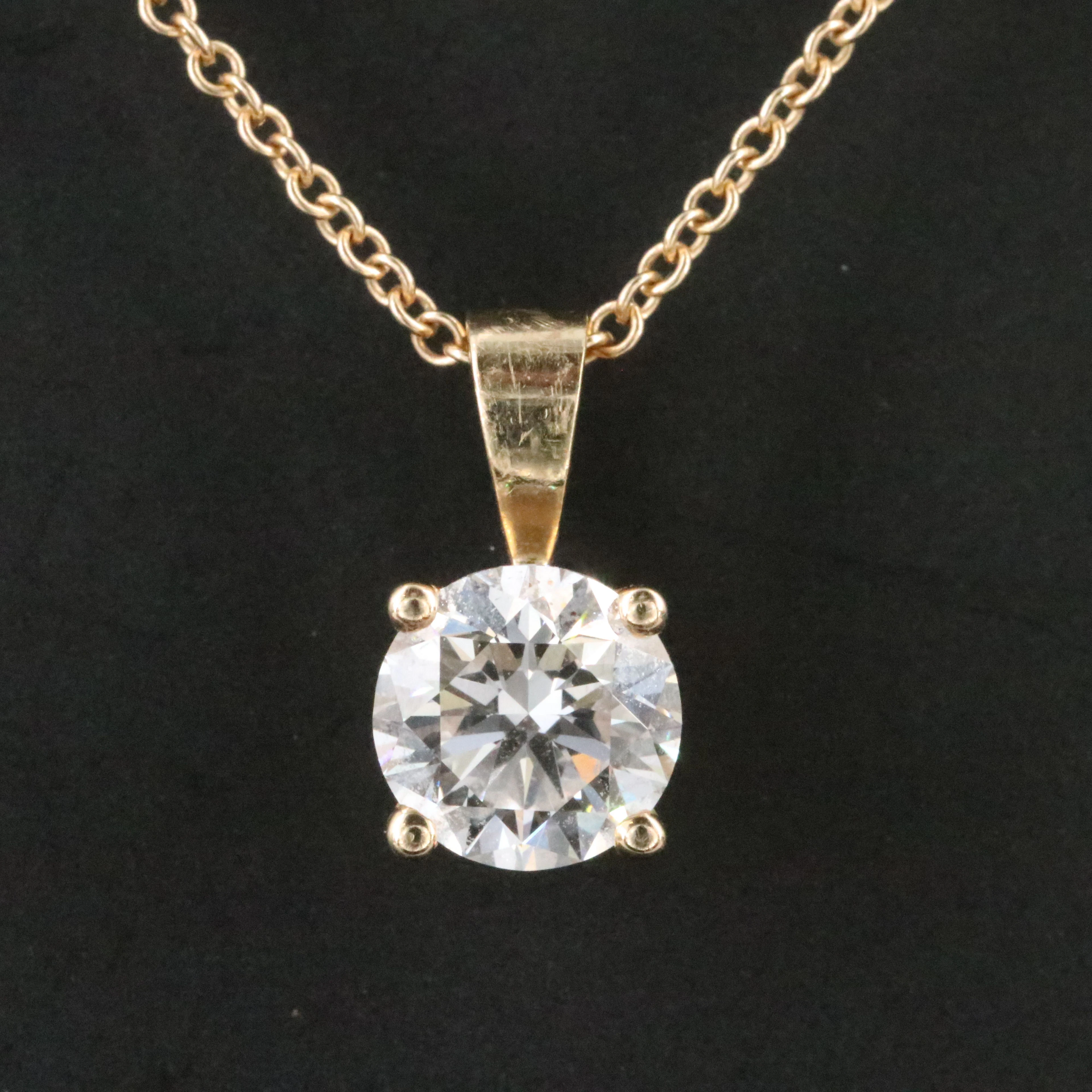 14K 0.96 CT Lab Grown Diamond Solitaire Pendant Necklace with IGI Report